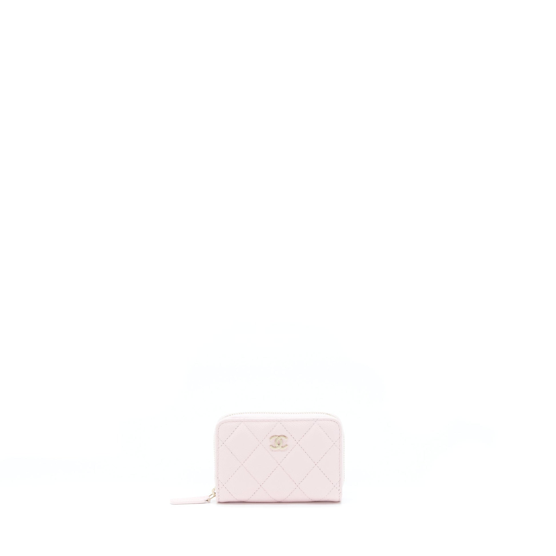 Chanel Zip Card Holder Caviar Light LGHW Pink Wallet Case
