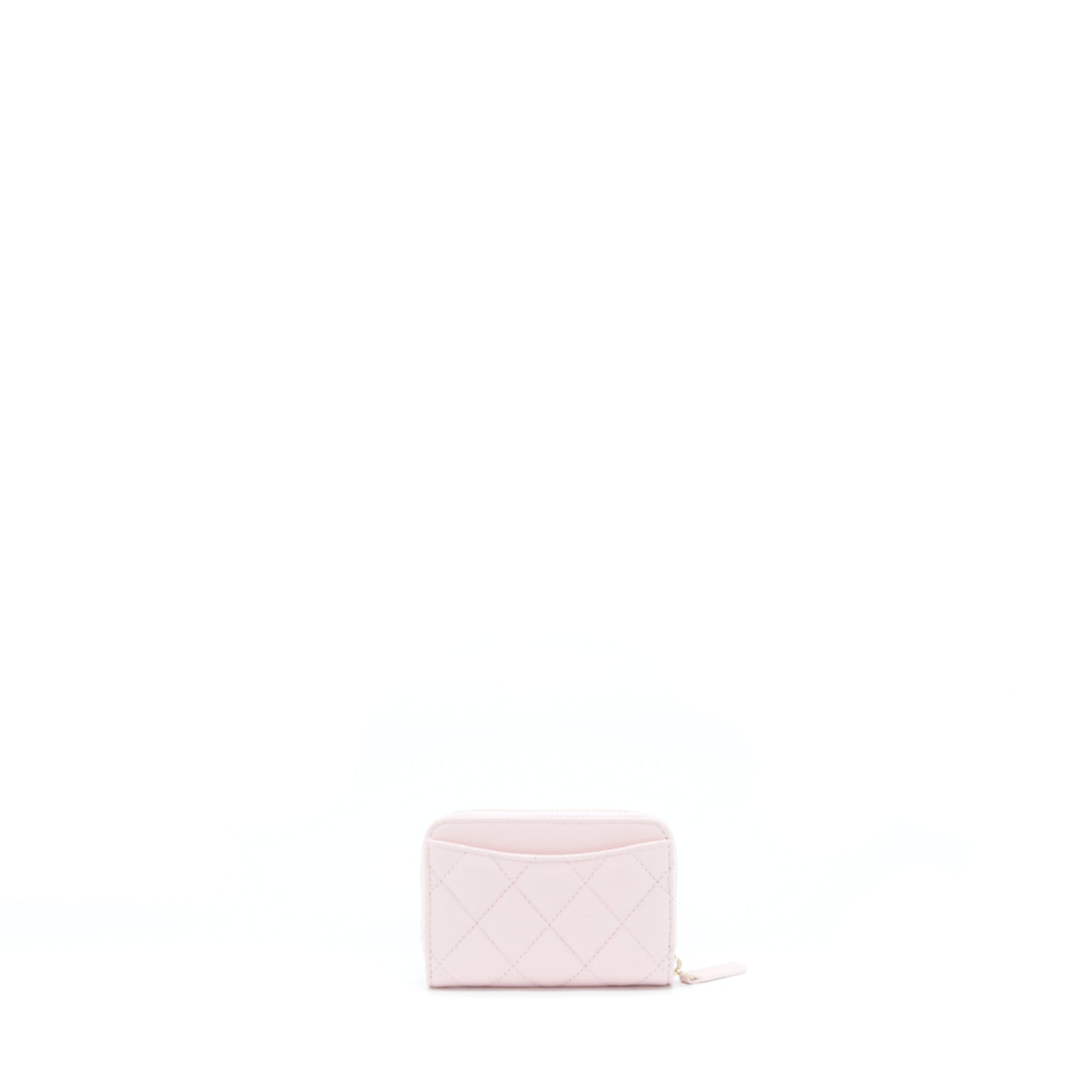 Chanel Zip Card Holder Caviar Light LGHW Pink Wallet Case