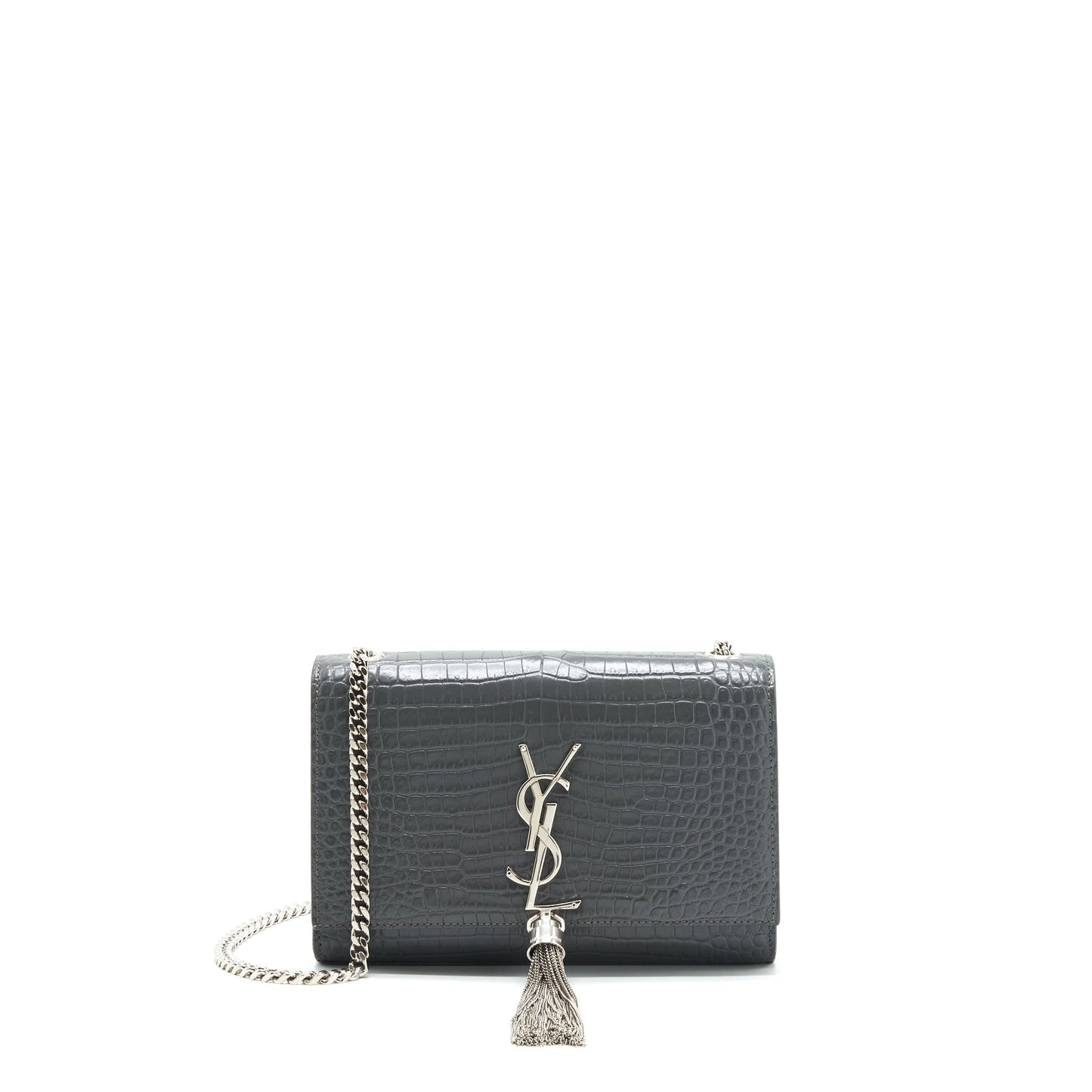 YSL Saint Laurent Saint Laurent Kate Tassel Crocodile Embossed Calfskin Travel Bag