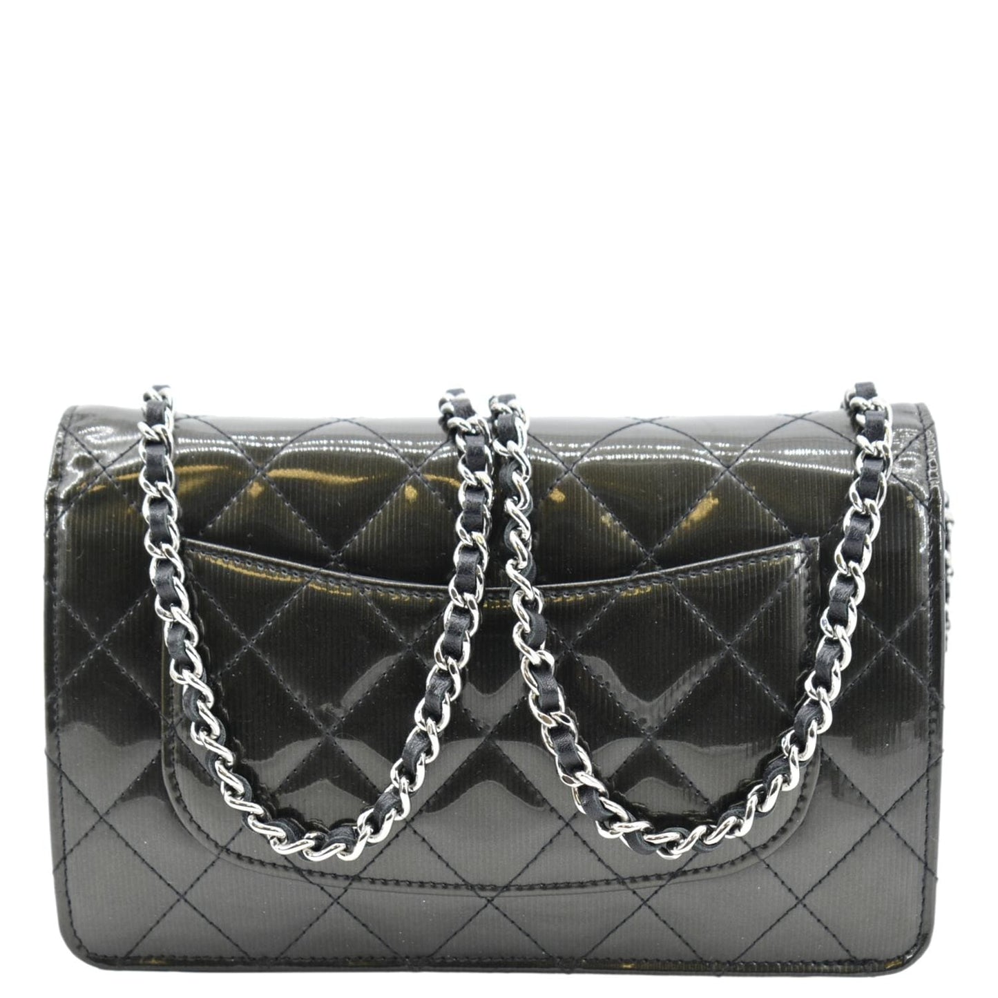 Chanel on Patent Olive Leather Green Wallet Case
