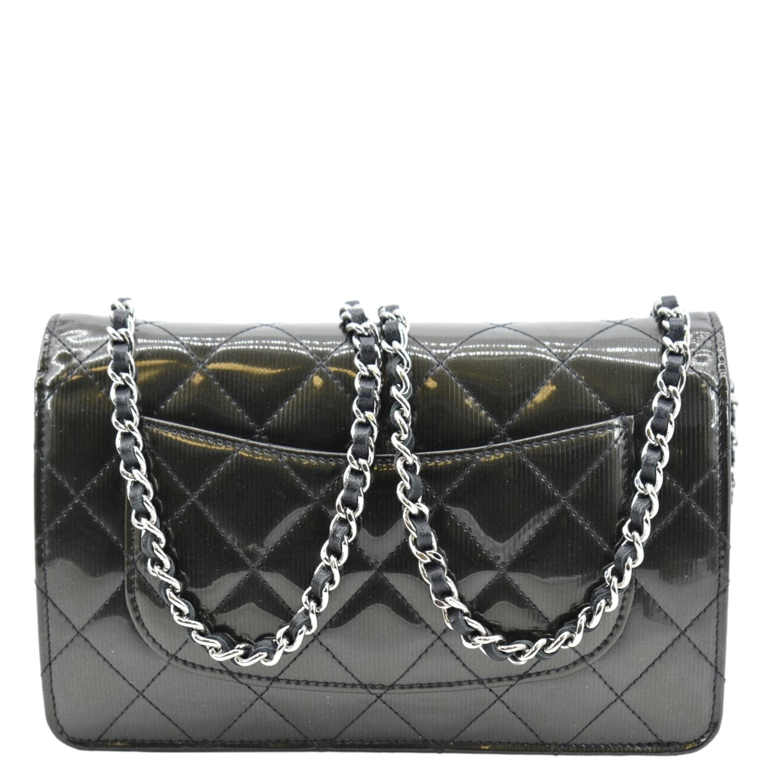 Chanel on Patent Olive Leather Green Wallet Case