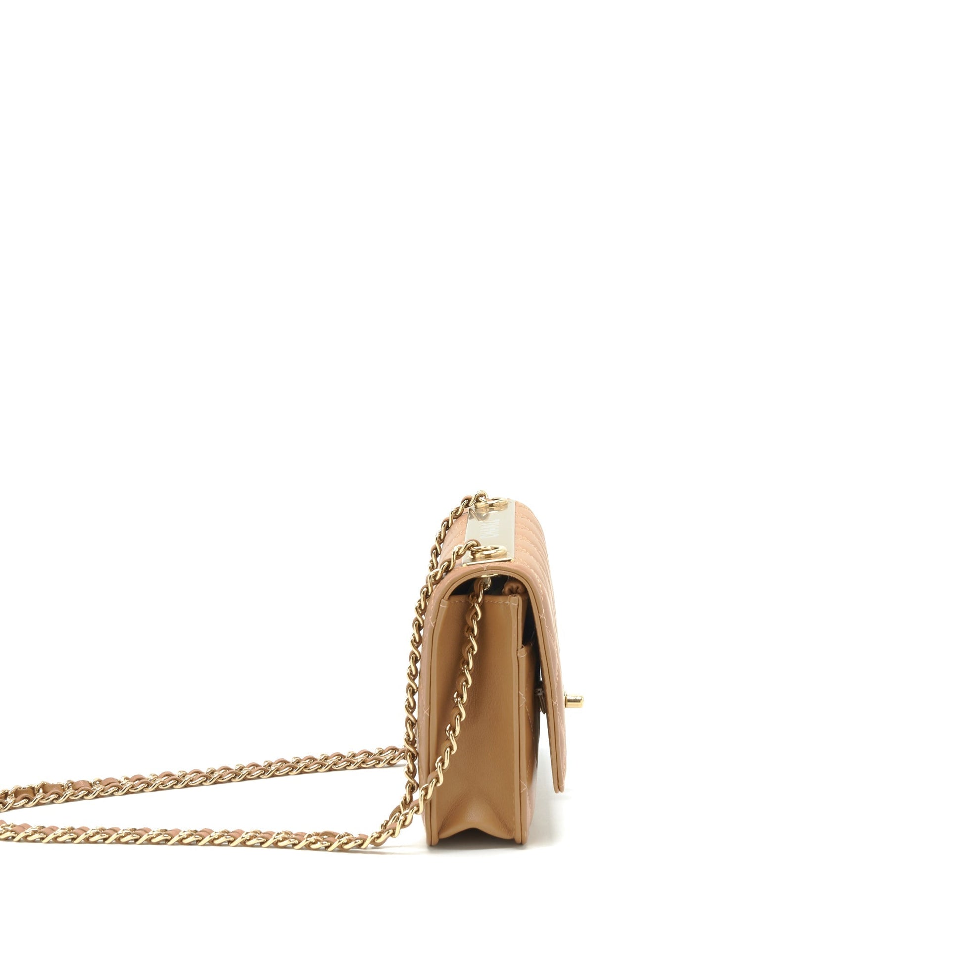 Chanel Trendy CC On Lambskin Dark LGHW Beige Wallet Case