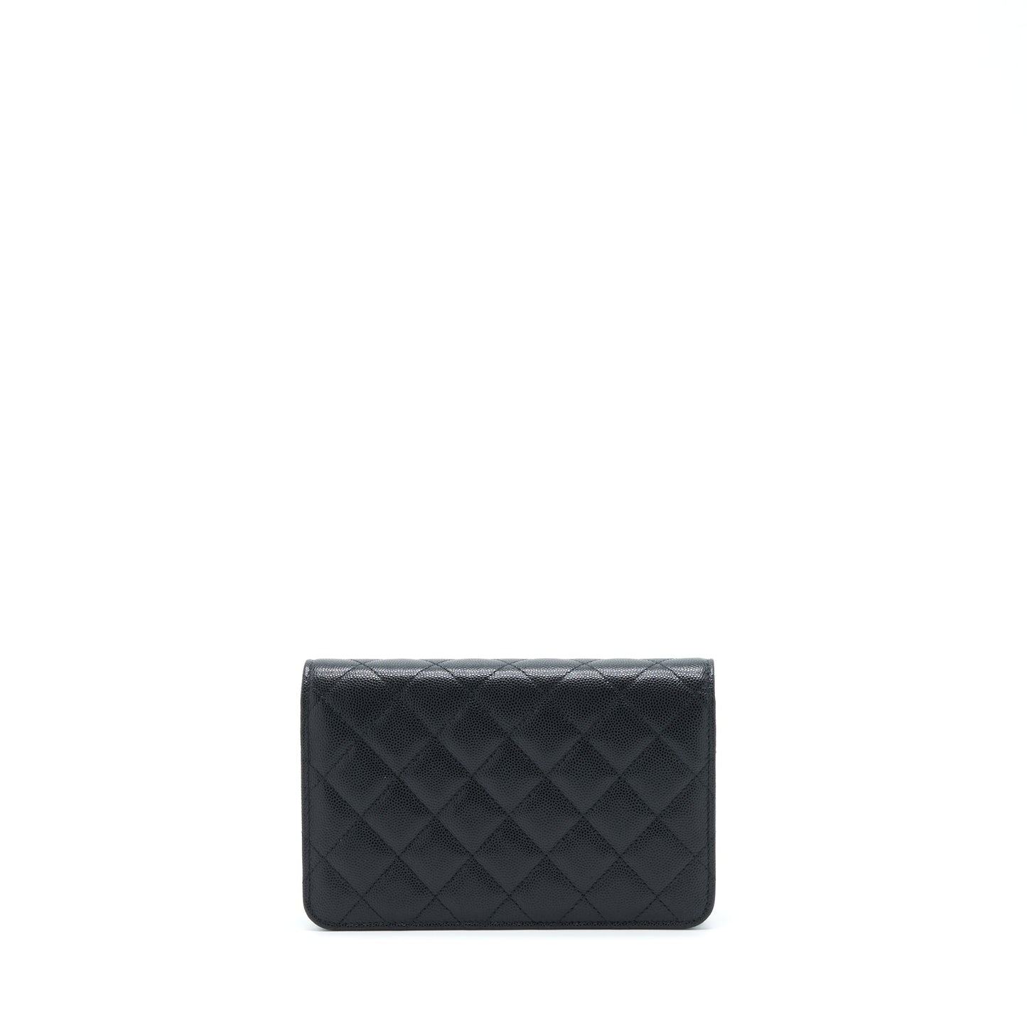 Chanel 22S Detailed CC Logo On Caviar Black Wallet Case