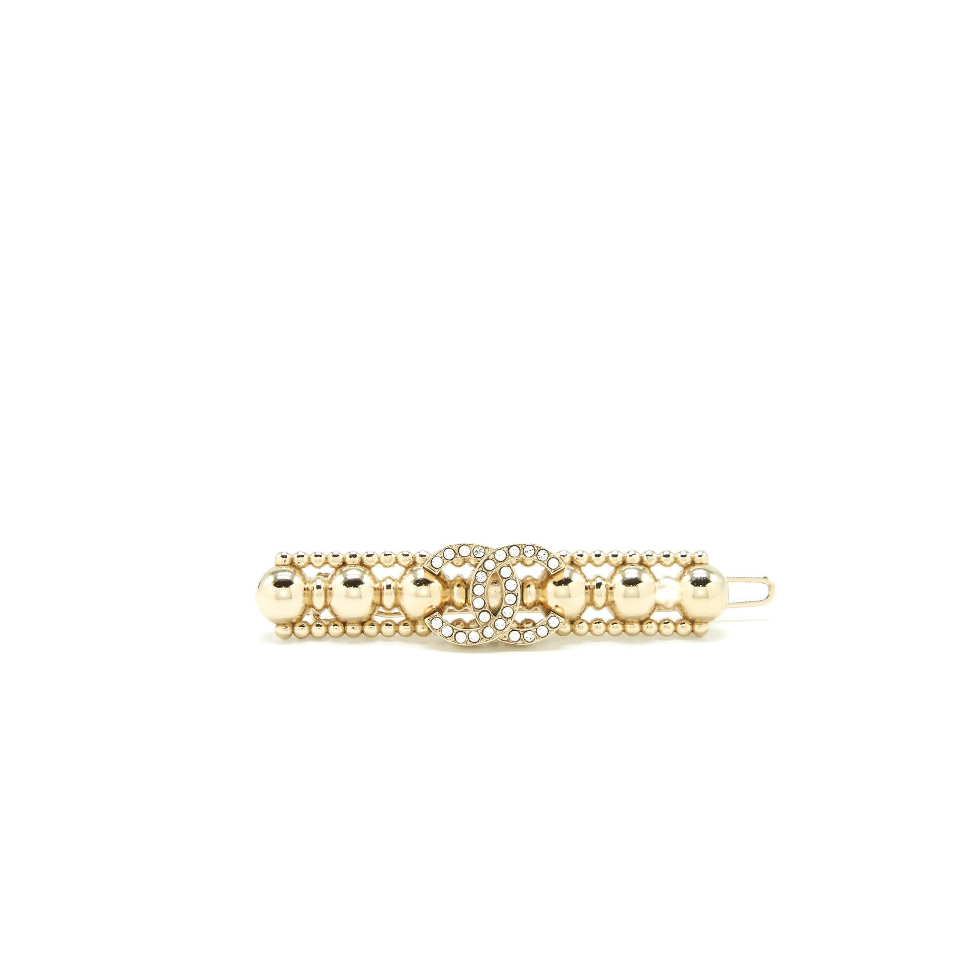 Chanel CC Logo Hair Clip Light Tone Gold Handbag