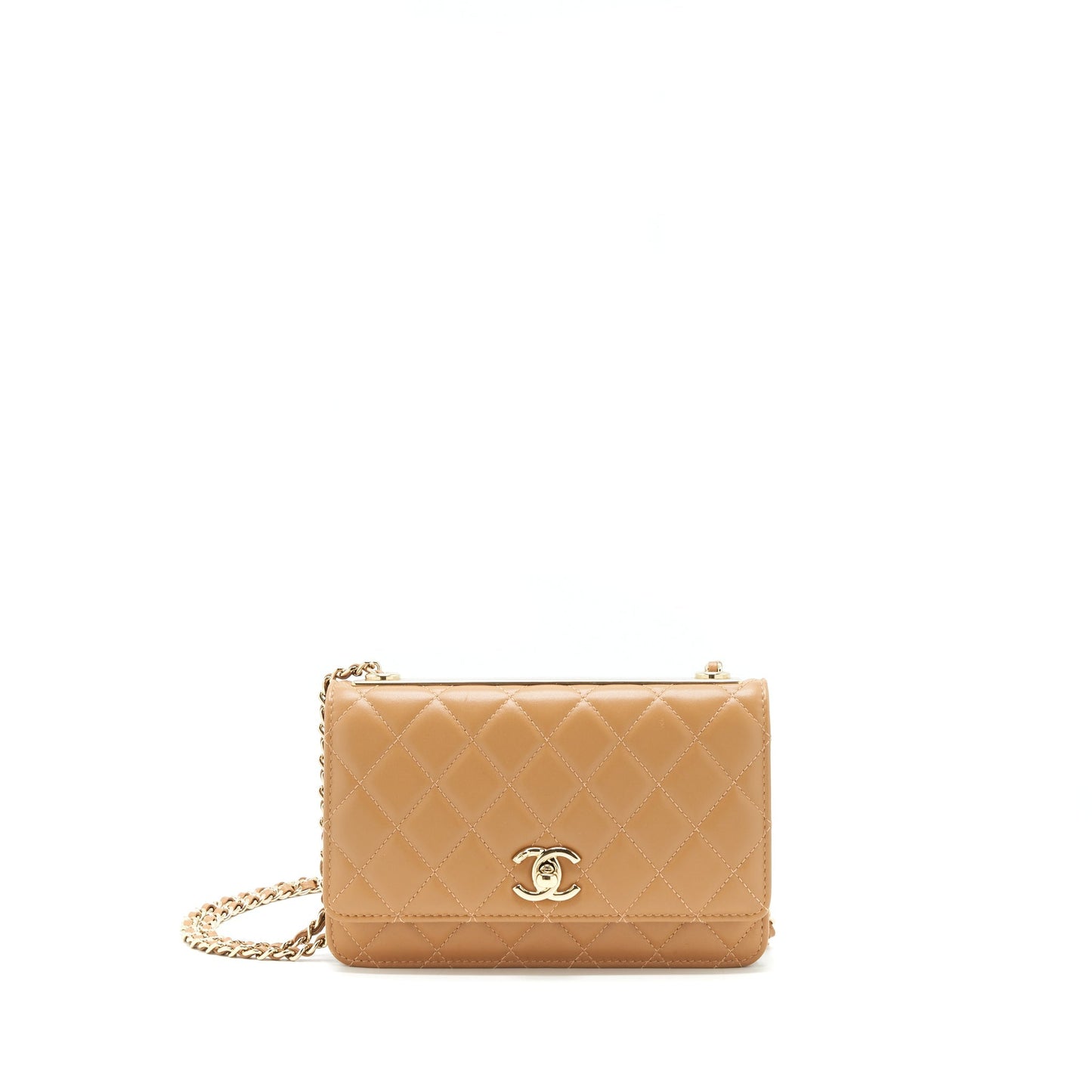 Chanel Trendy CC On Lambskin Dark LGHW Beige Wallet Case
