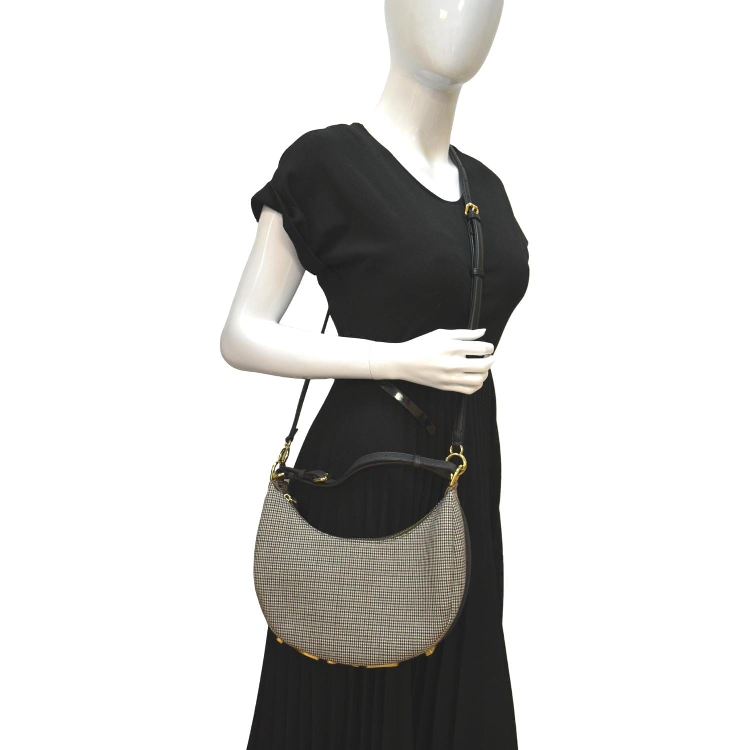 Fendi graphy Wool Fabric Hobo Bag Brown