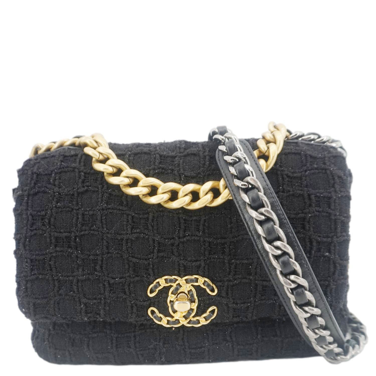 Chanel 19 Flap Tweed Black Travel Bag