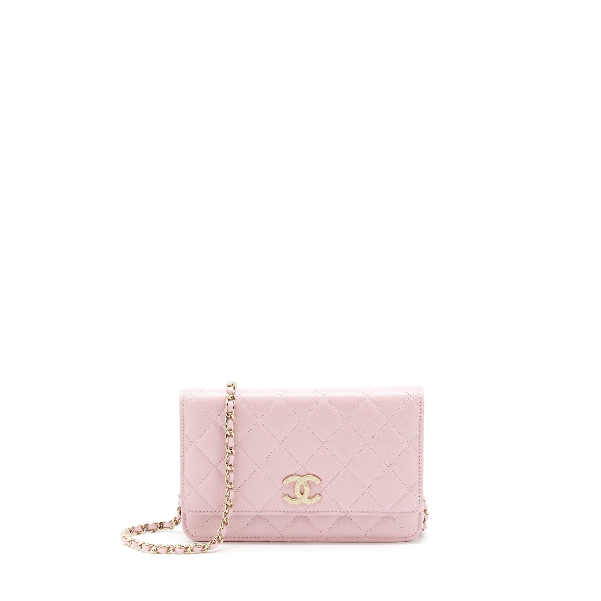 Chanel 22B On Detail CC Logo Caviar Pink Wallet Case