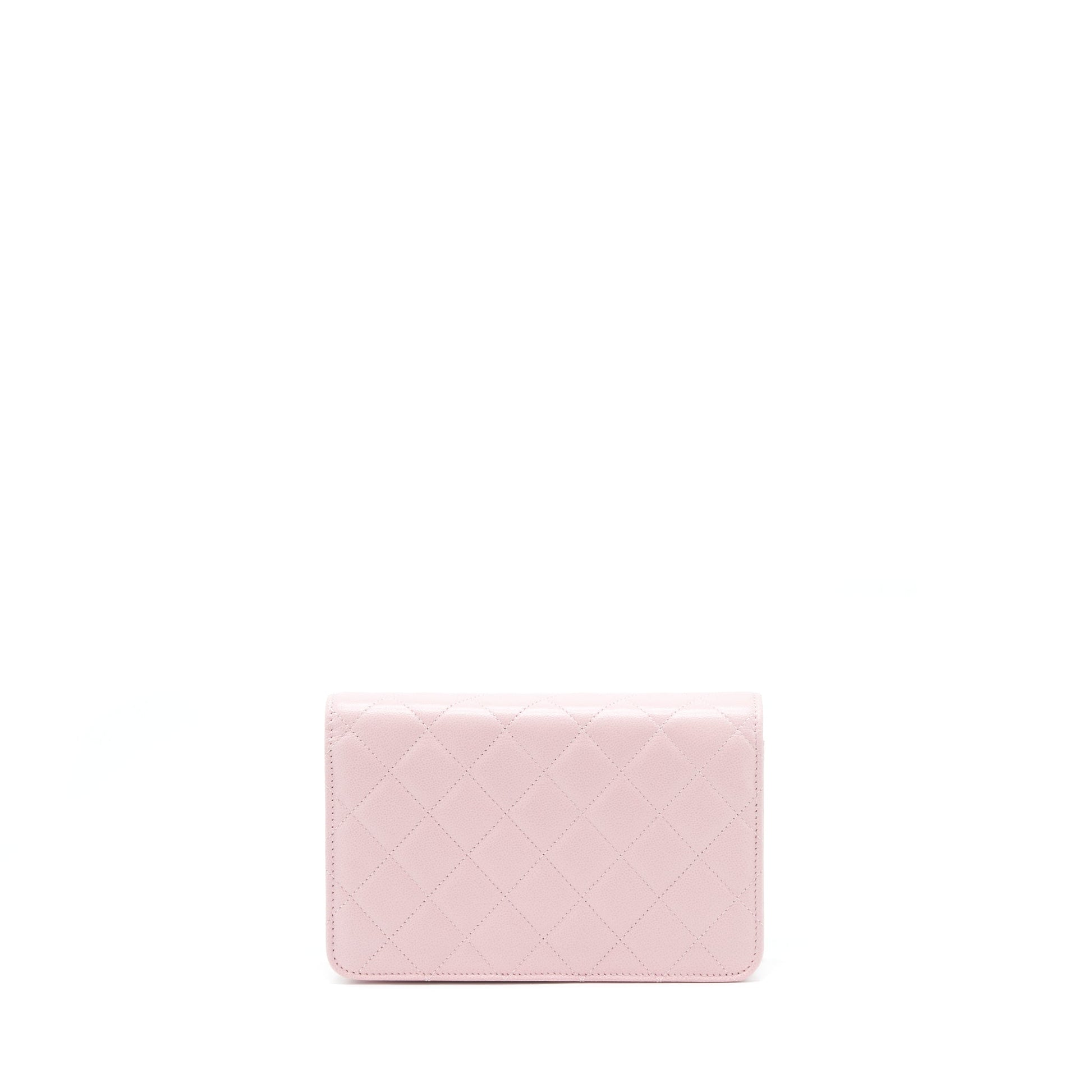 Chanel 22B On Detail CC Logo Caviar Pink Wallet Case