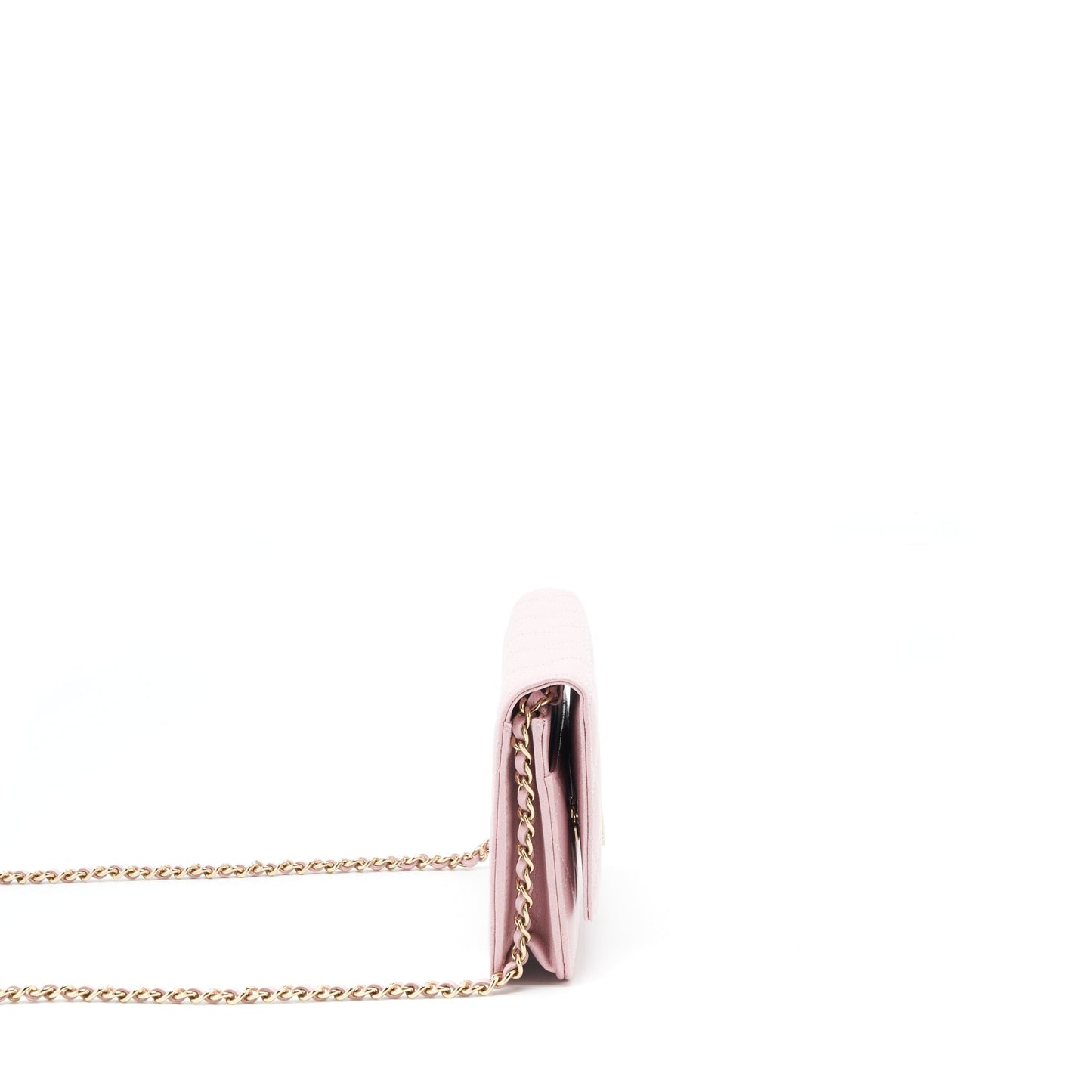 Chanel 22B On Detail CC Logo Caviar Pink Wallet Case
