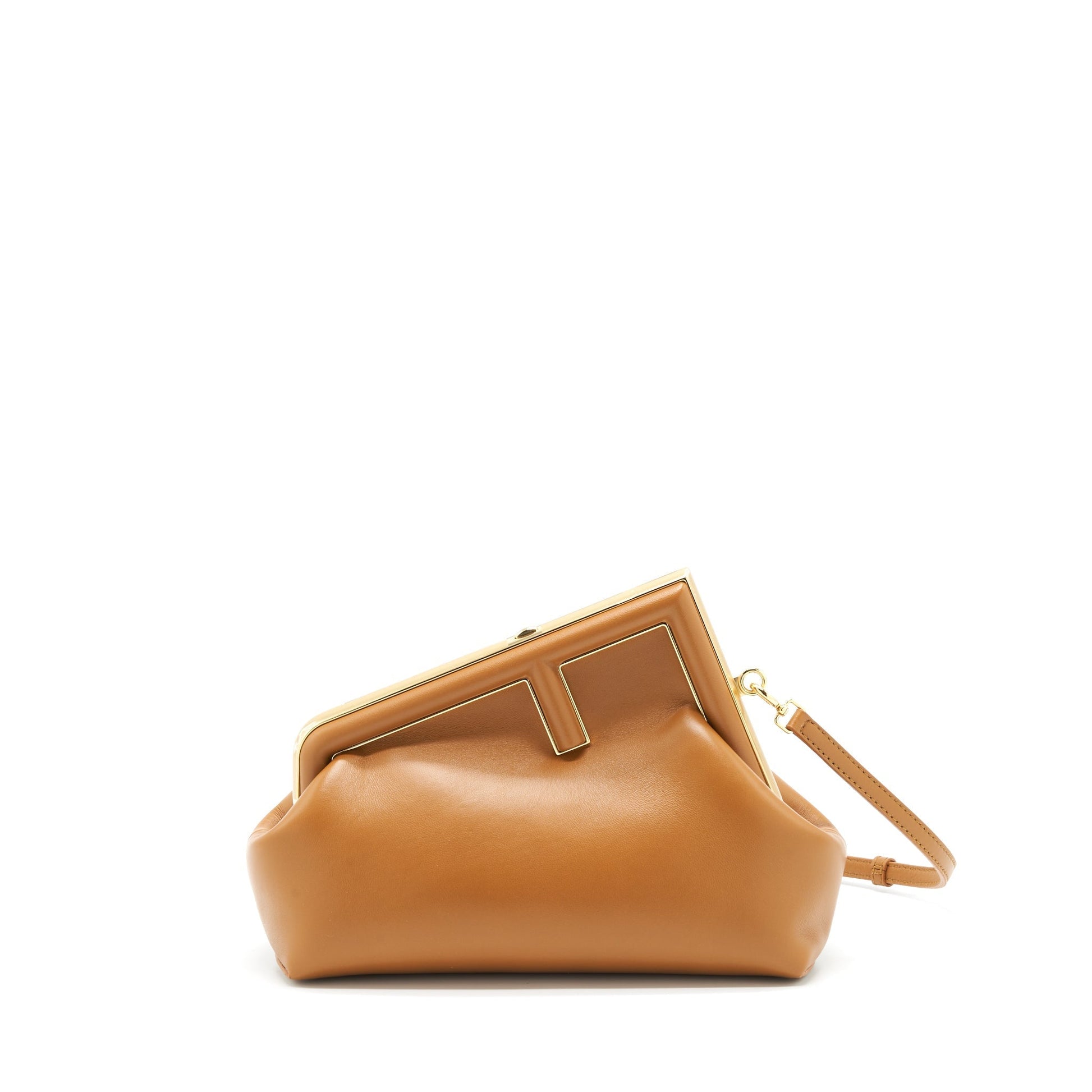 Fendi First Pouch Caramel Handbag Lambskin Small Travel Bag