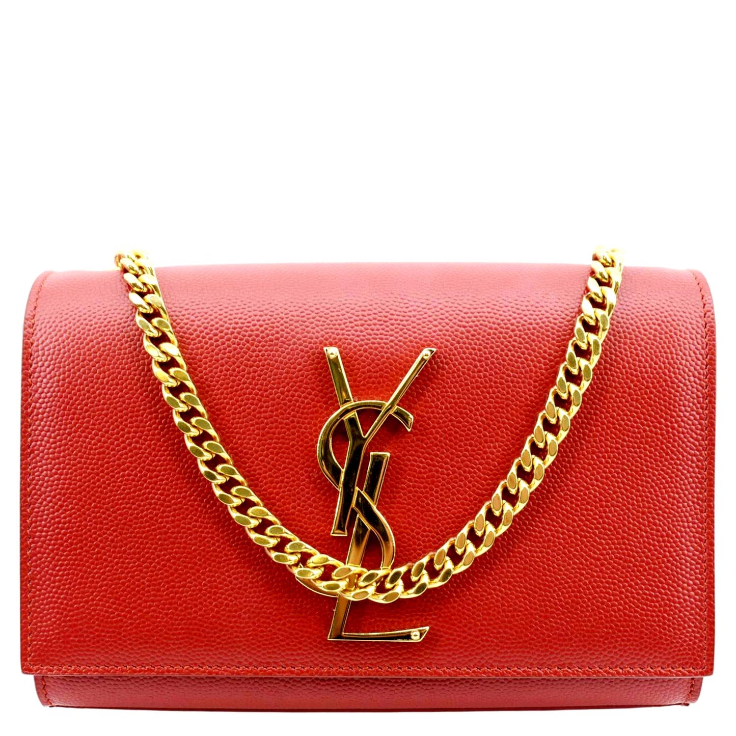 YSL Saint Laurent Yves Kate Grain De Poudre Crossbody Bag Red Small