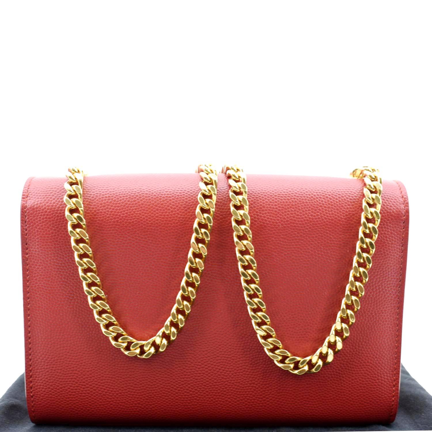 YSL Saint Laurent Yves Kate Grain De Poudre Crossbody Bag Red Small