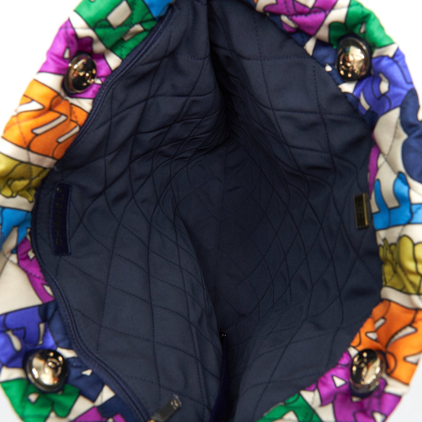 Chanel 21K Printed Barricades Quilted Logo Shopping Multicolour Tote Bag