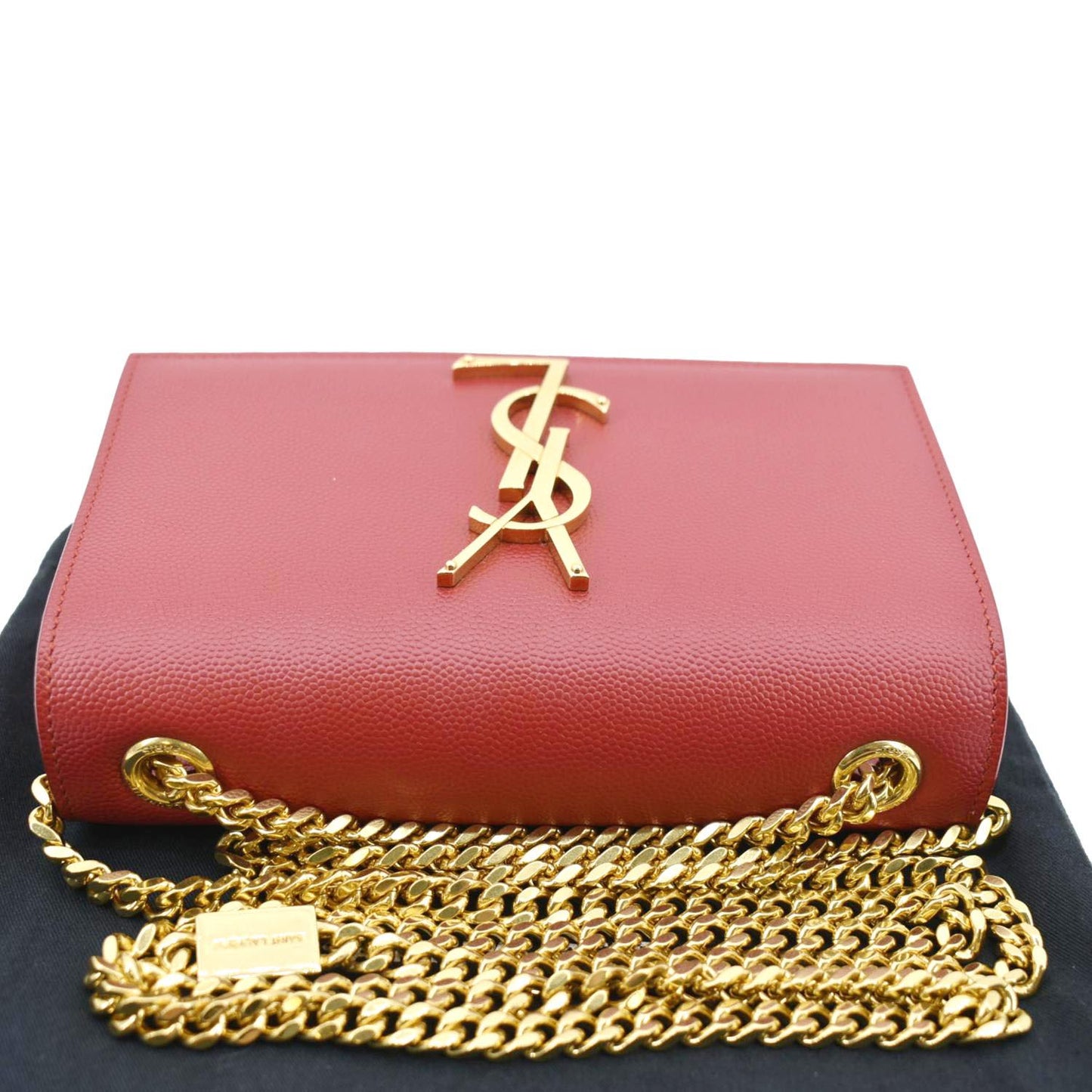 YSL Saint Laurent Yves Kate Grain De Poudre Crossbody Bag Red Small