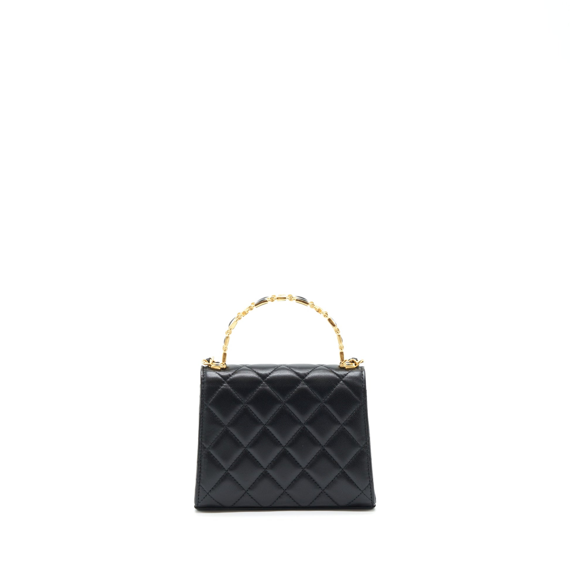 Chanel 22B Flap Enamel CC Logo Top Black Shoulder Bag