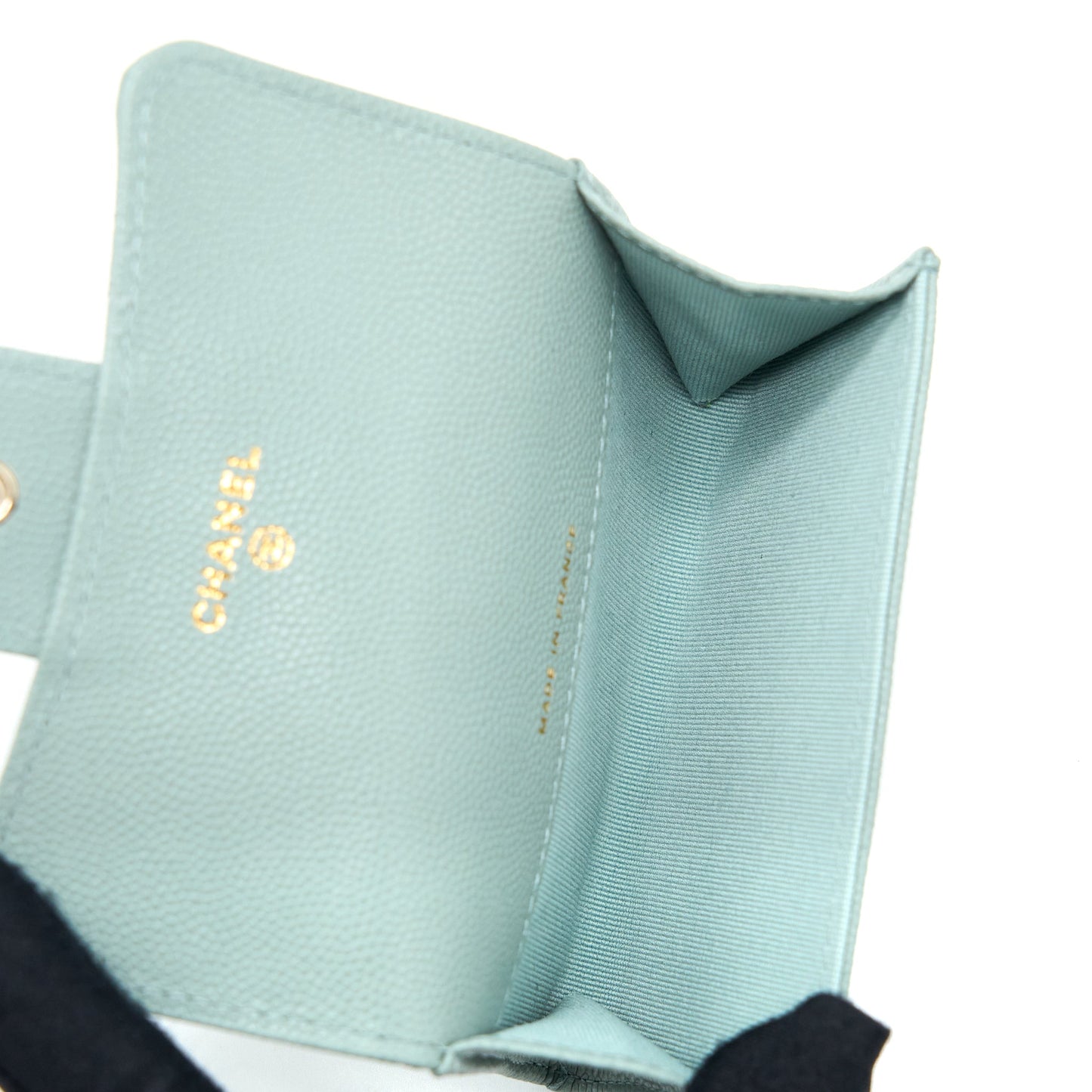 Chanel 23C Classic Flap Card Holder Caviar Grey Wallet Case