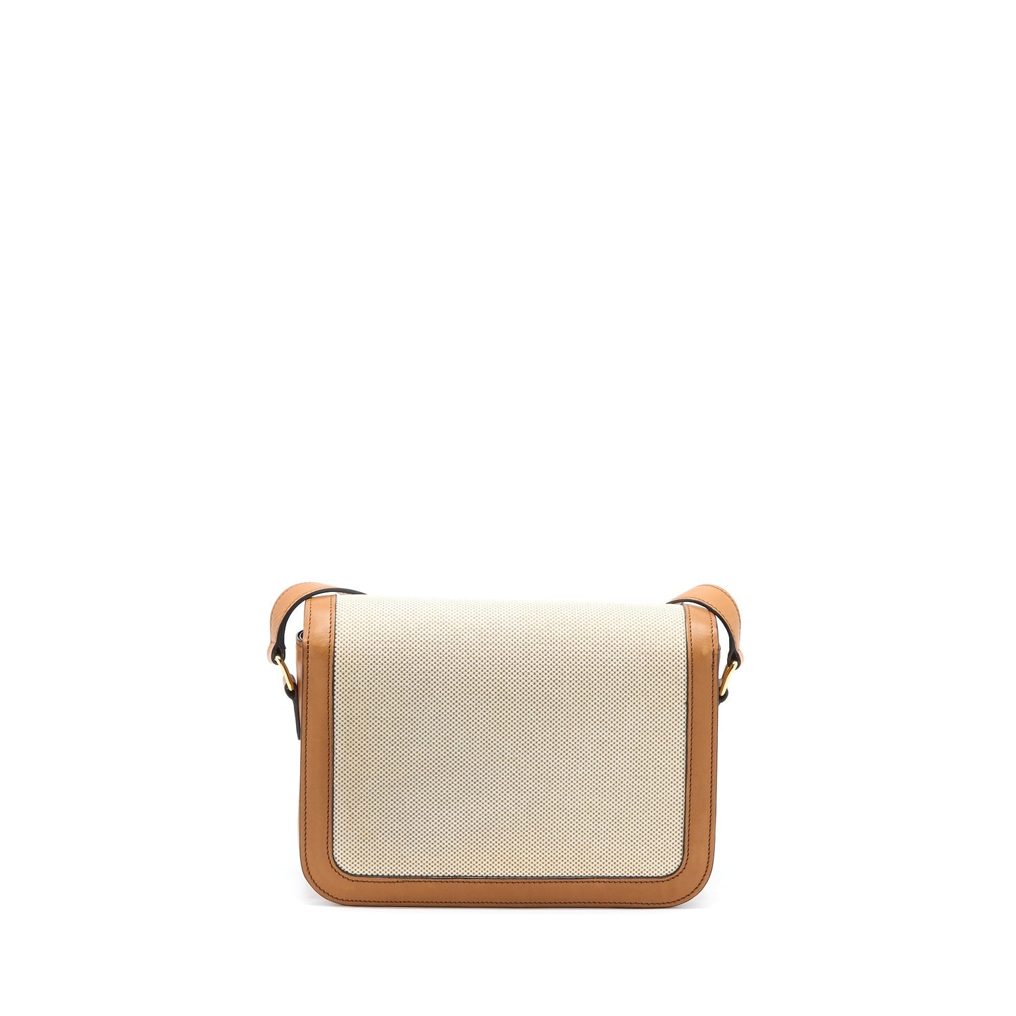 Celine Triomphe Purse Textile Calfskin Handbag White Tan Travel Bag