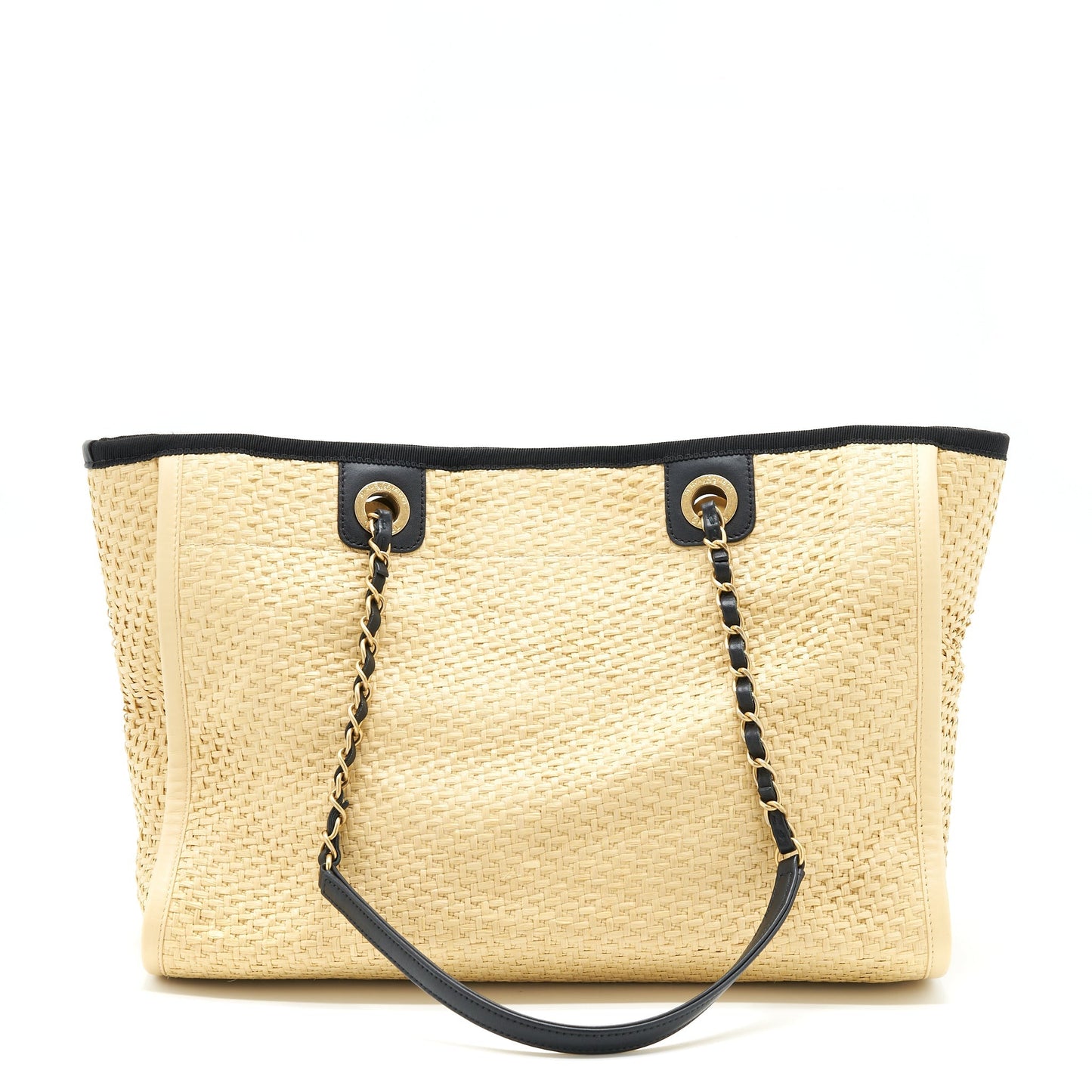 Chanel Raffia Deauville GHW Gold Tote Bag