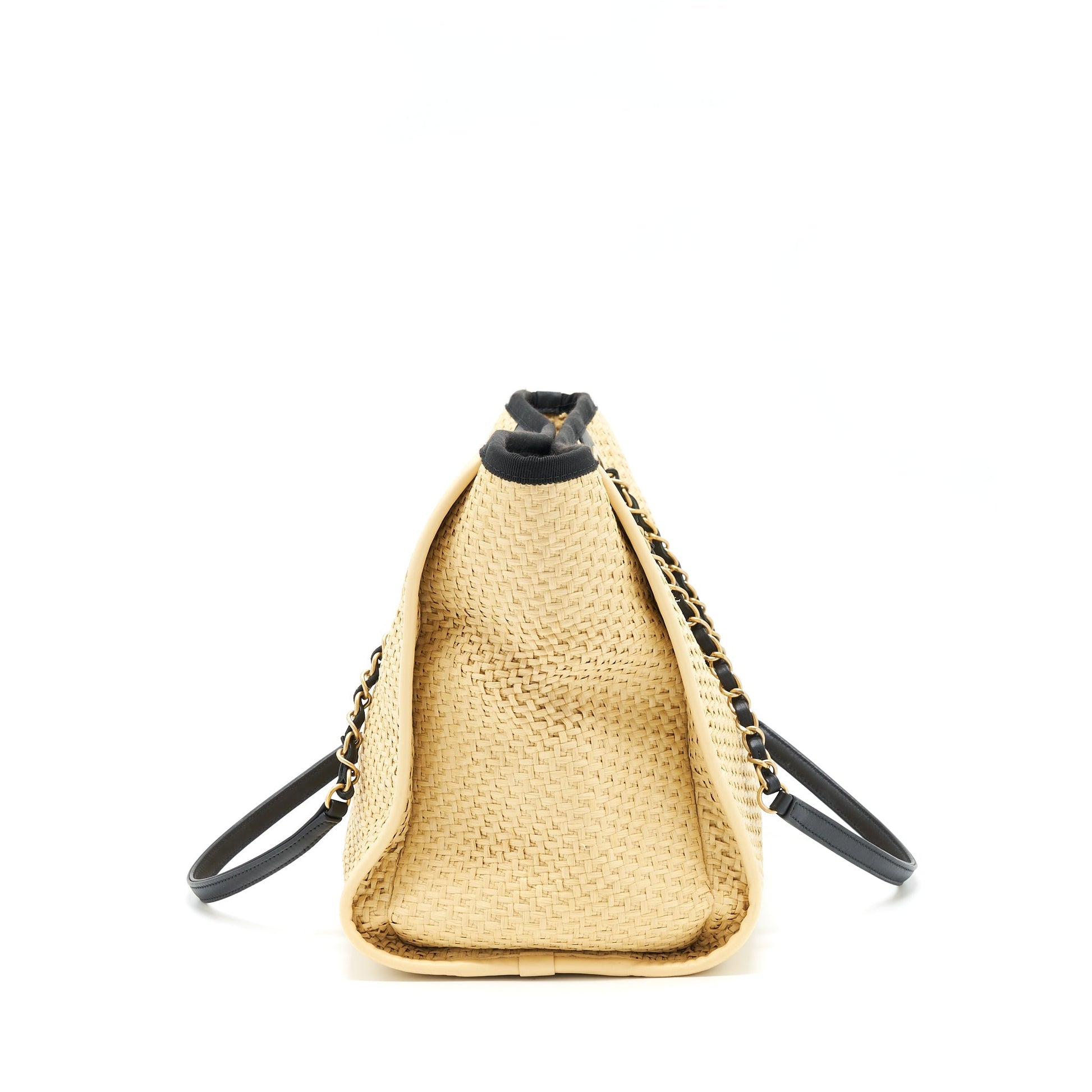 Chanel Raffia Deauville GHW Gold Tote Bag