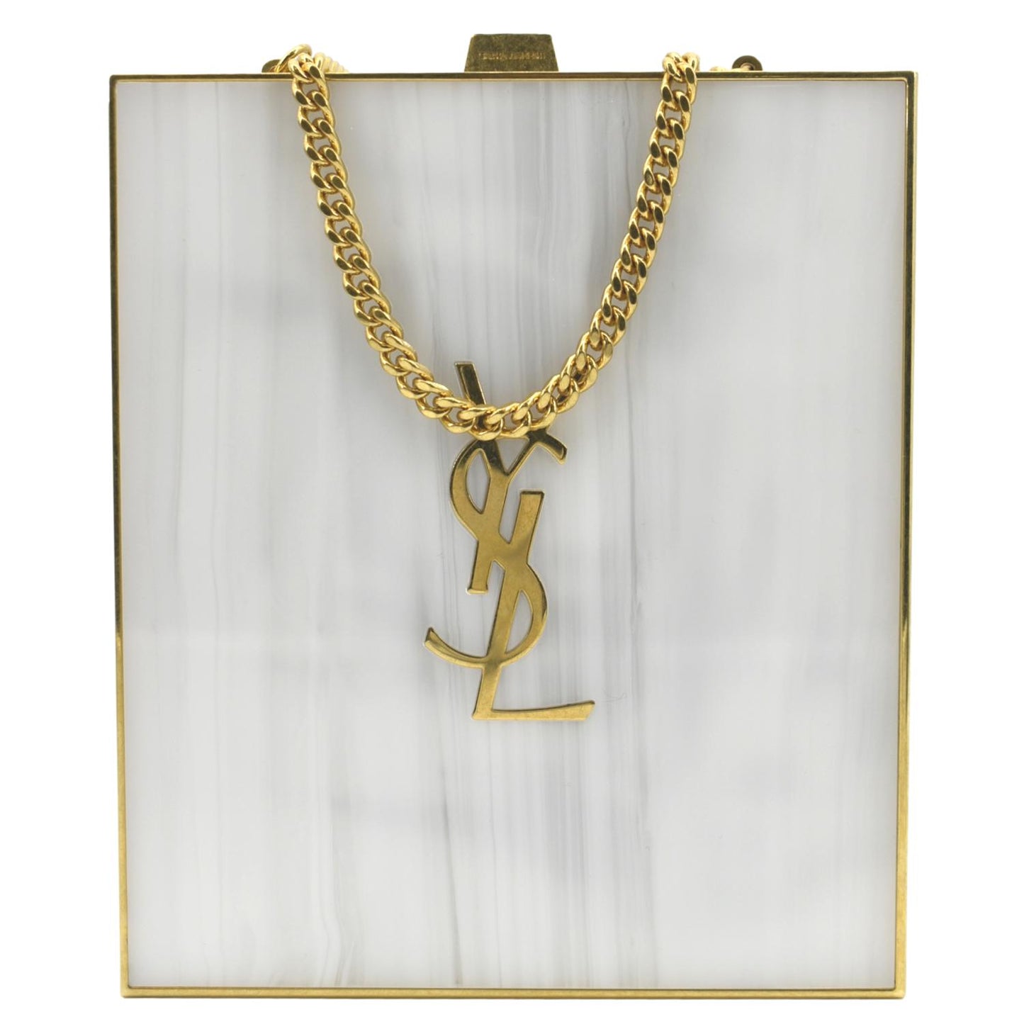 YSL Saint Laurent Saint Tuxedo Box Plexiglass Metal Crossbody Bag