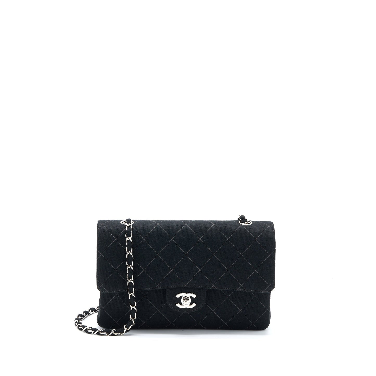 Chanel Single Flap Fabric SHW Black Shoulder Bag