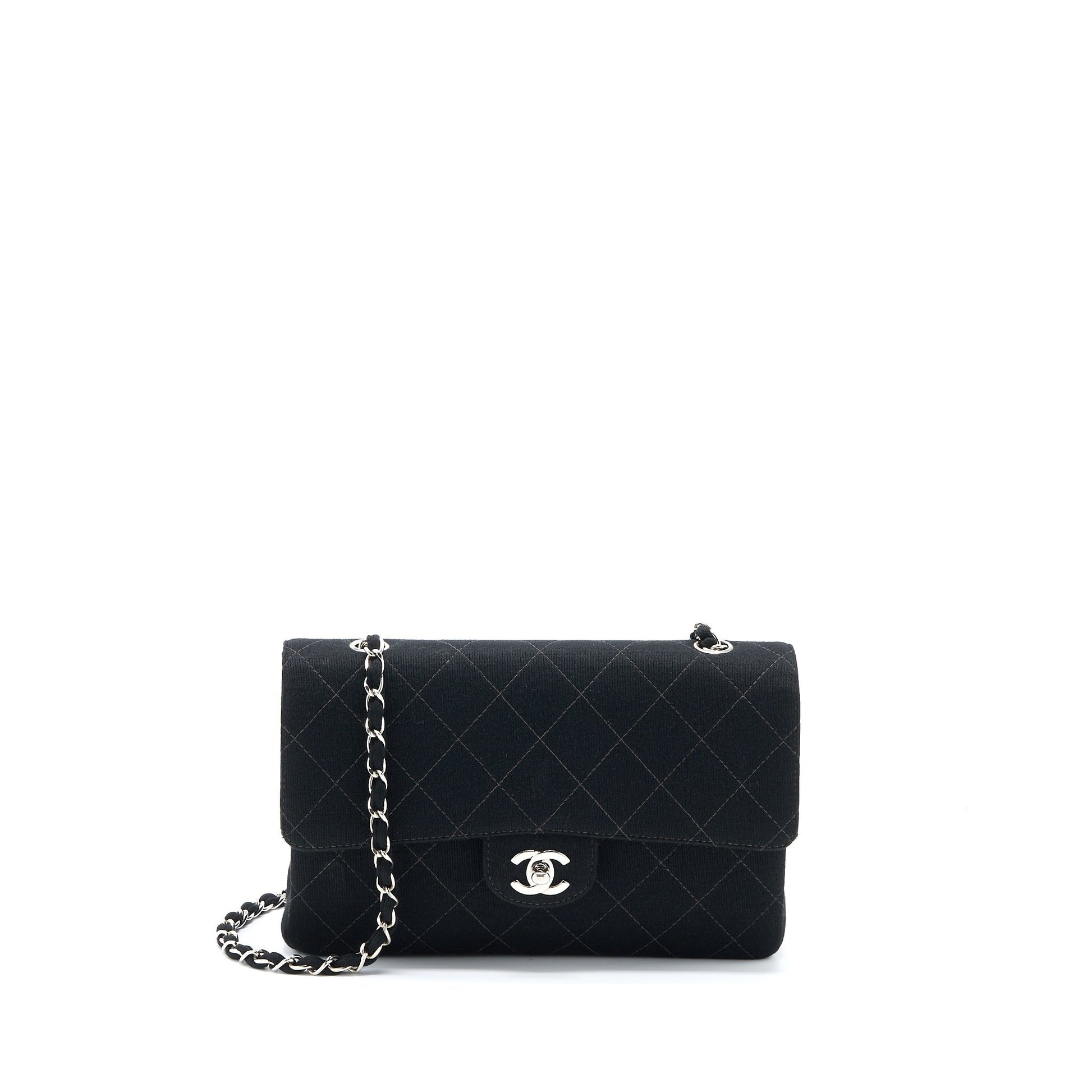 Chanel Single Flap Fabric SHW Black Shoulder Bag