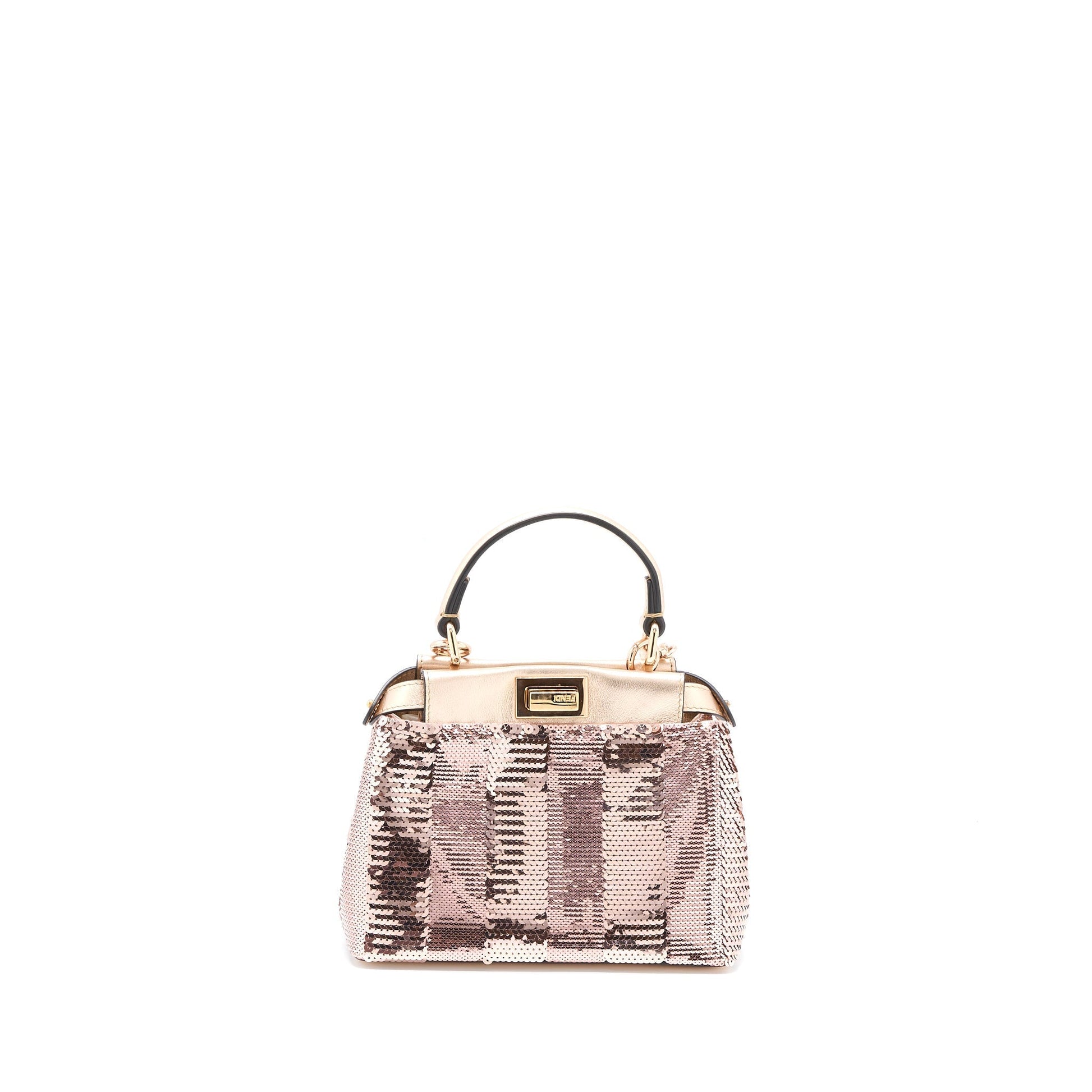 Fendi Peekaboo Sequin Light With Hardware Handbag Leather Pink Mini Travel Bag