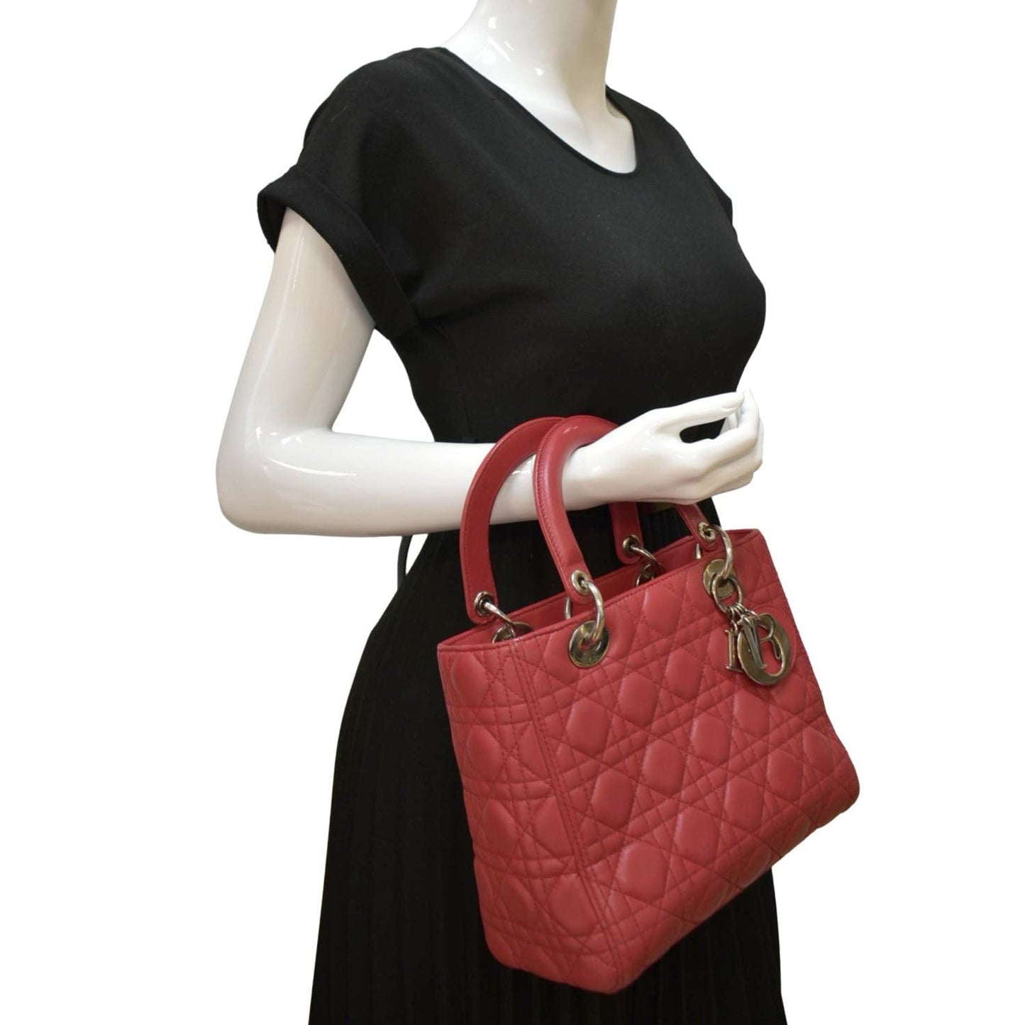 Dior Chanel Lady Cannage Shoulder Bag Lambskin Pink