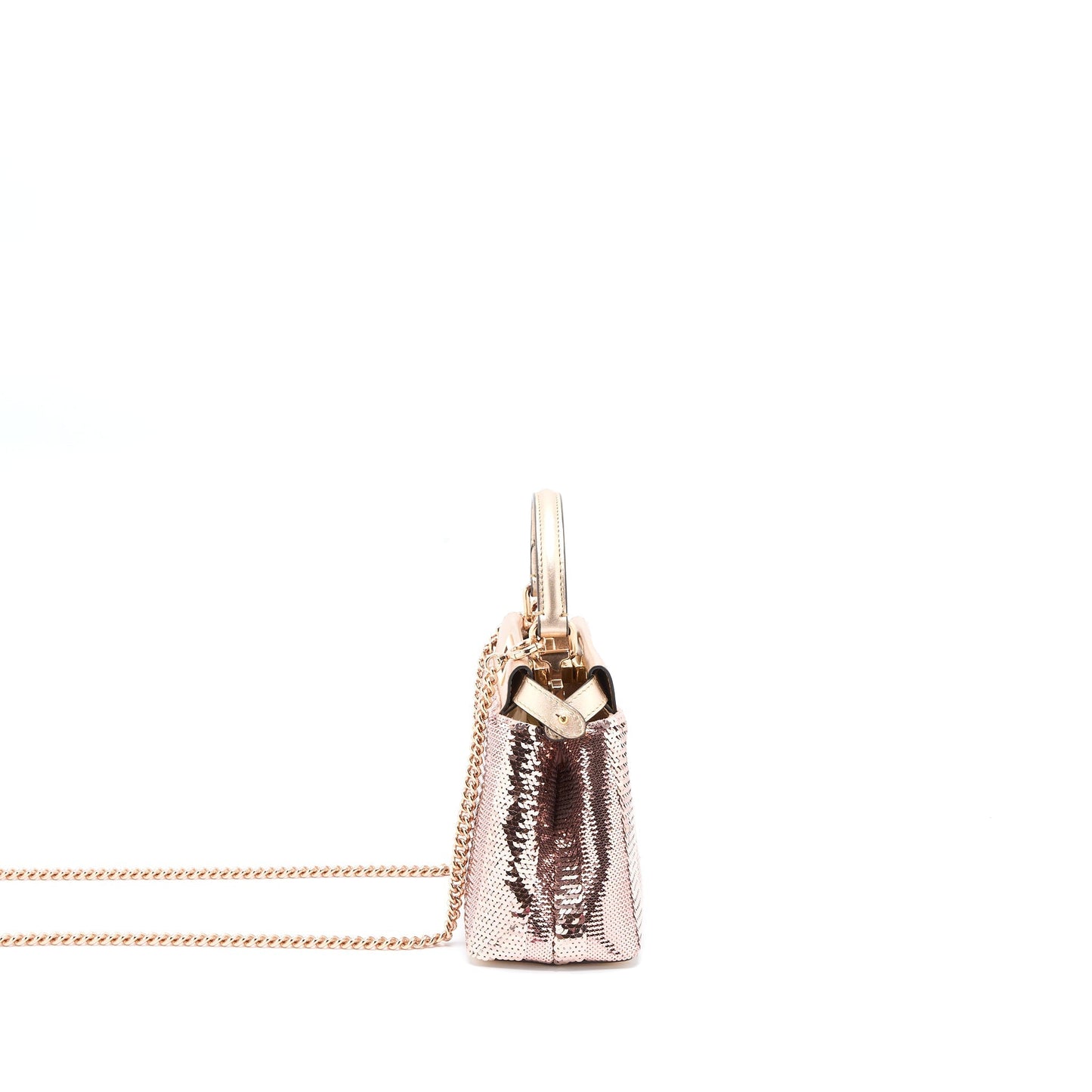 Fendi Peekaboo Sequin Light With Hardware Handbag Leather Pink Mini Travel Bag