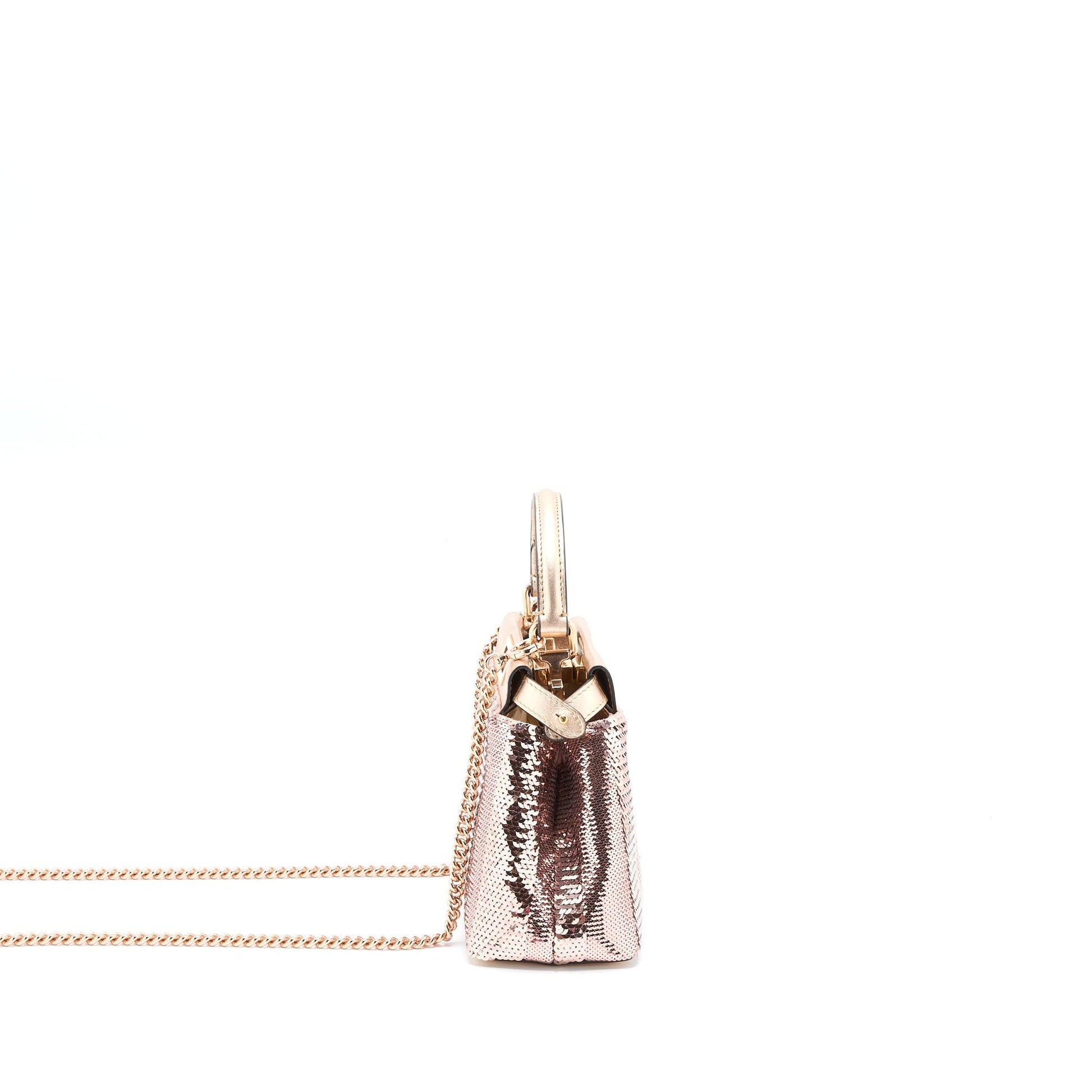 Fendi Peekaboo Sequin Light With Hardware Handbag Leather Pink Mini Travel Bag