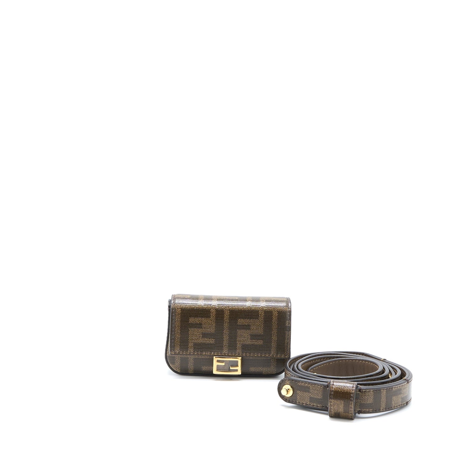 Fendi Baguette Belt Purse Jacquard Leather Canvas Mini