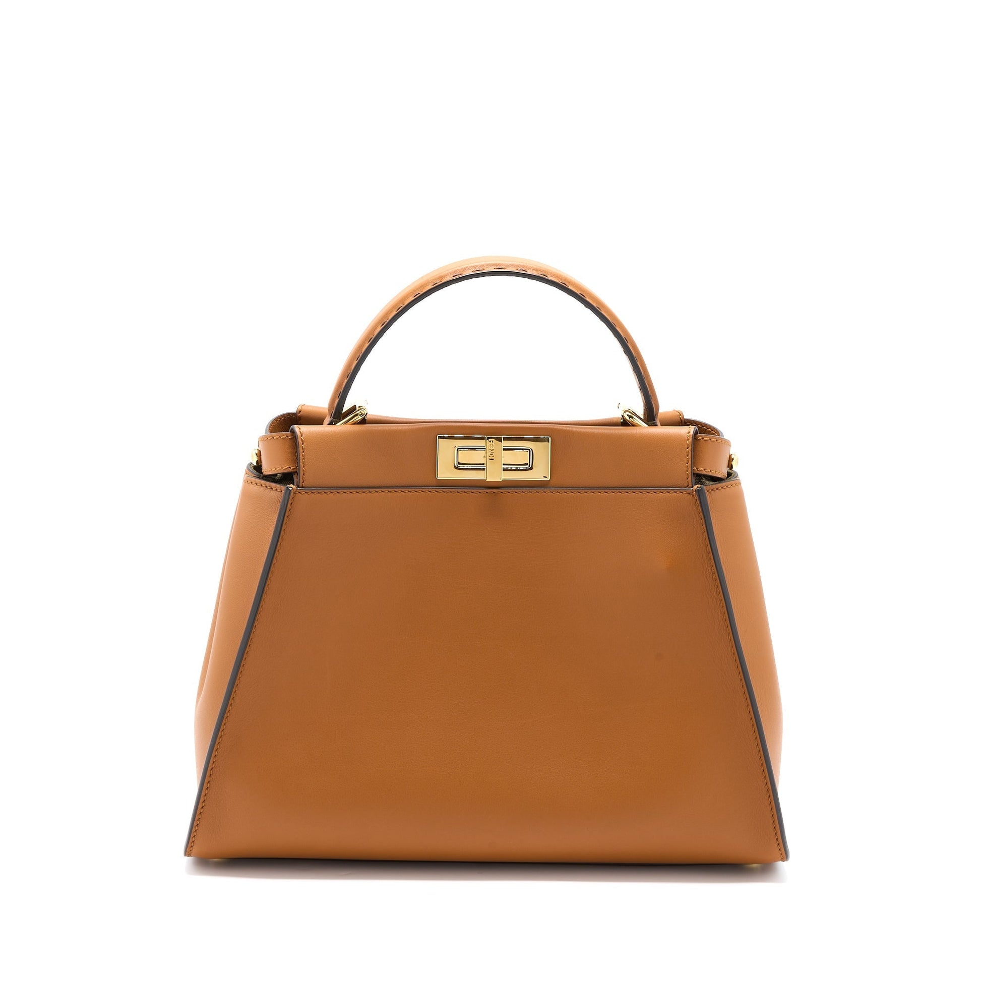 Fendi Peekaboo Purse Calfskin Caramel Medium Travel Bag