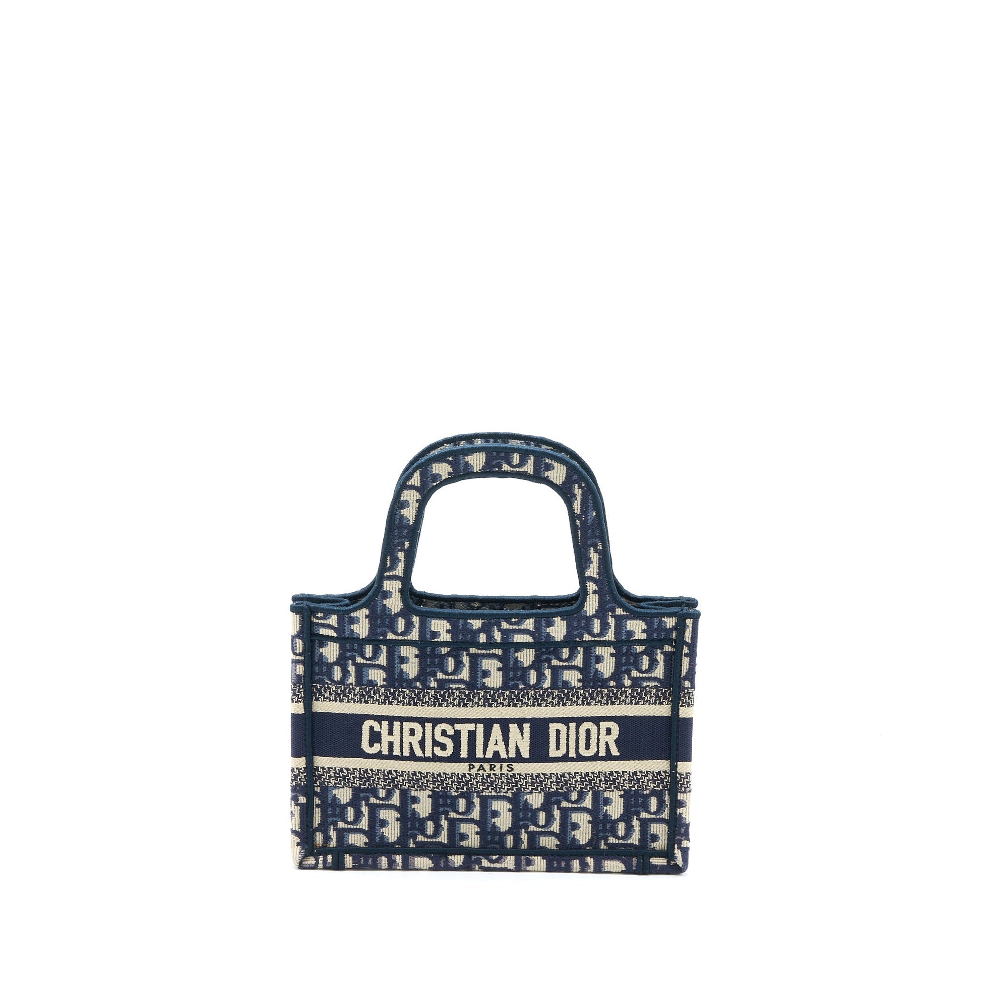 Dior Book Tote Oblique Embroidery Handbag Blue Mini Tote Bag