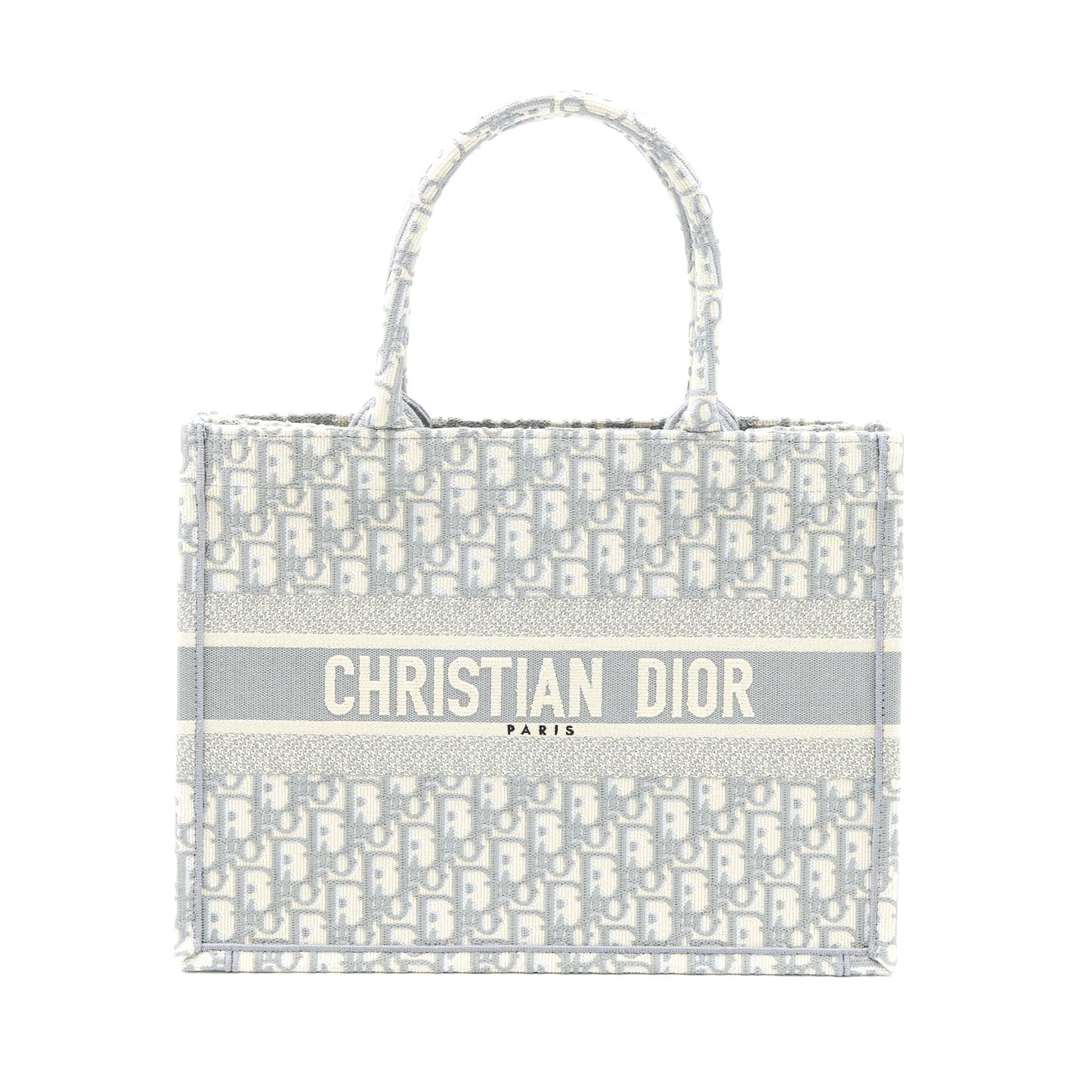 Dior Book Tote Oblique Embroidery Grey Handbag Canvas Medium Tote Bag