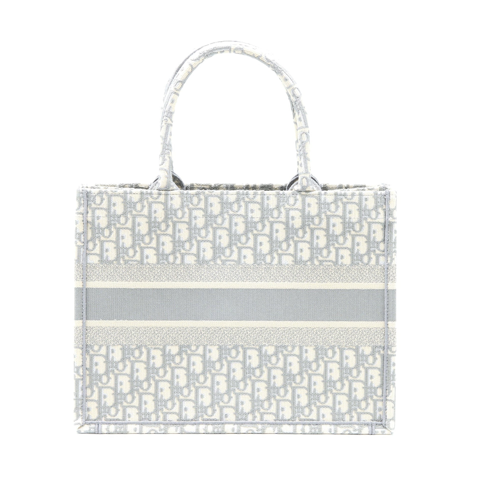 Dior Book Tote Oblique Embroidery Grey Handbag Canvas Medium Tote Bag