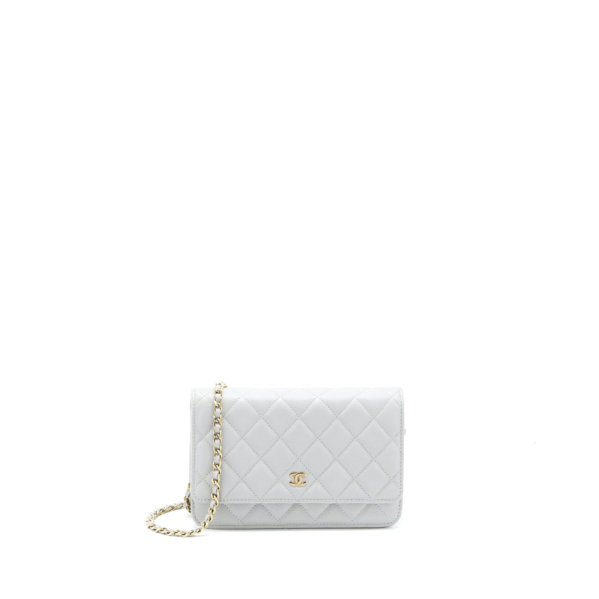 Chanel Classic on Caviar Light LGHW Microchip Grey Wallet Case