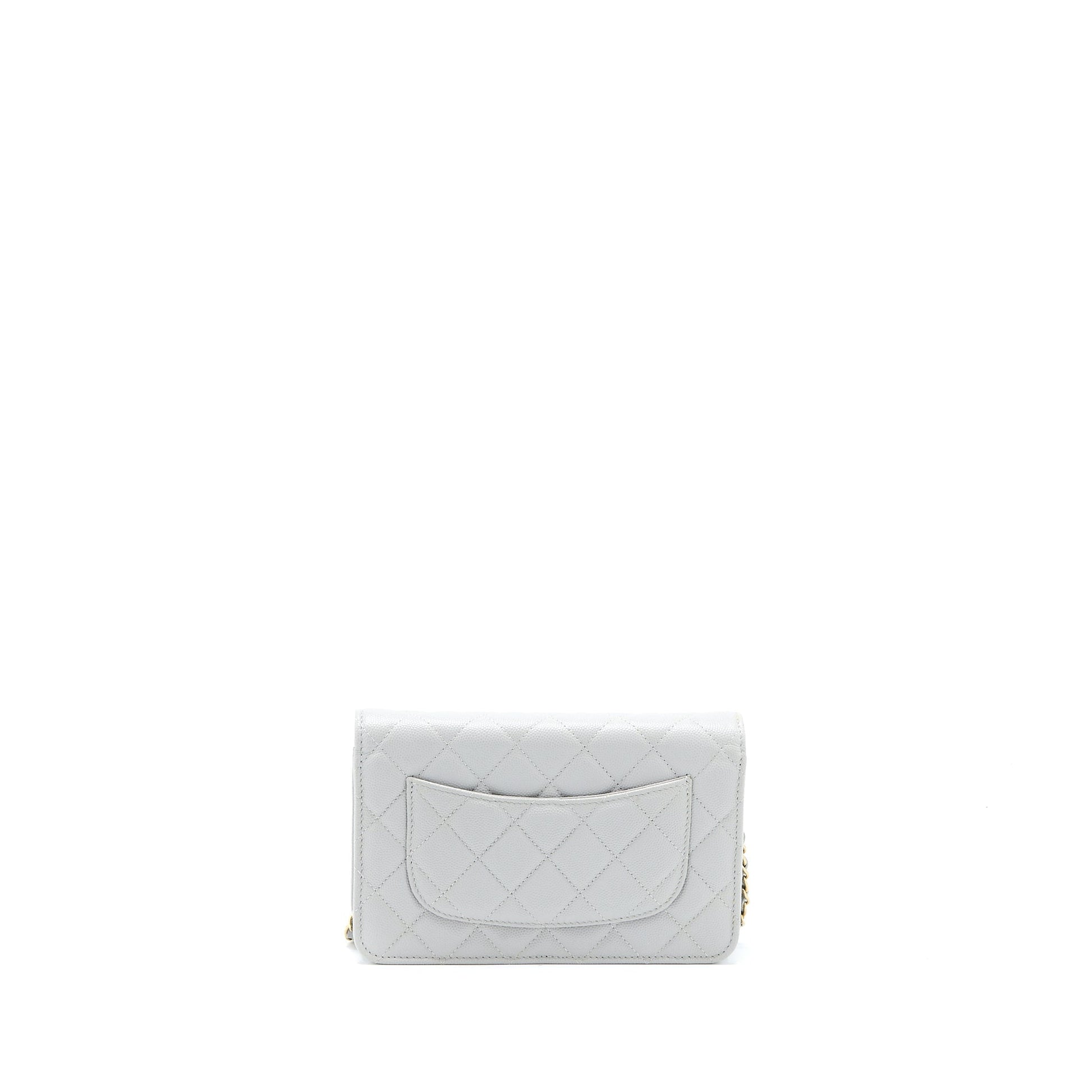 Chanel Classic on Caviar Light LGHW Microchip Grey Wallet Case