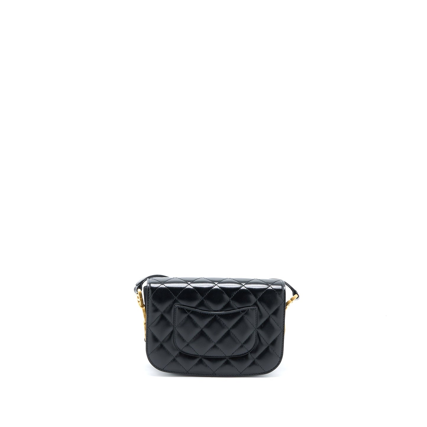 Chanel Flap CC Logo Calfskin Brushed GHW Black Crossbody Bag