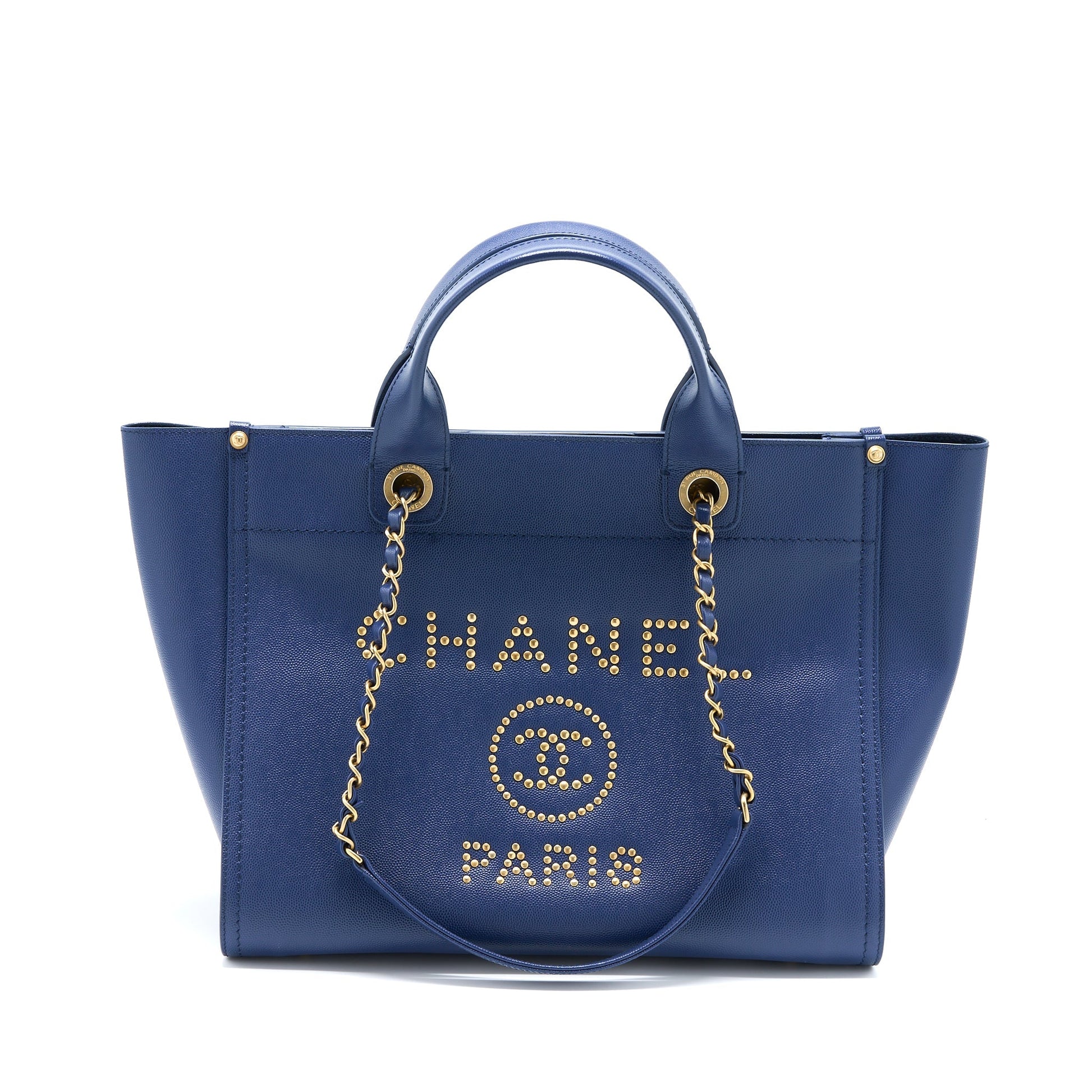 Chanel Deauville Grained Calfskin Navy GHW Tote Bag