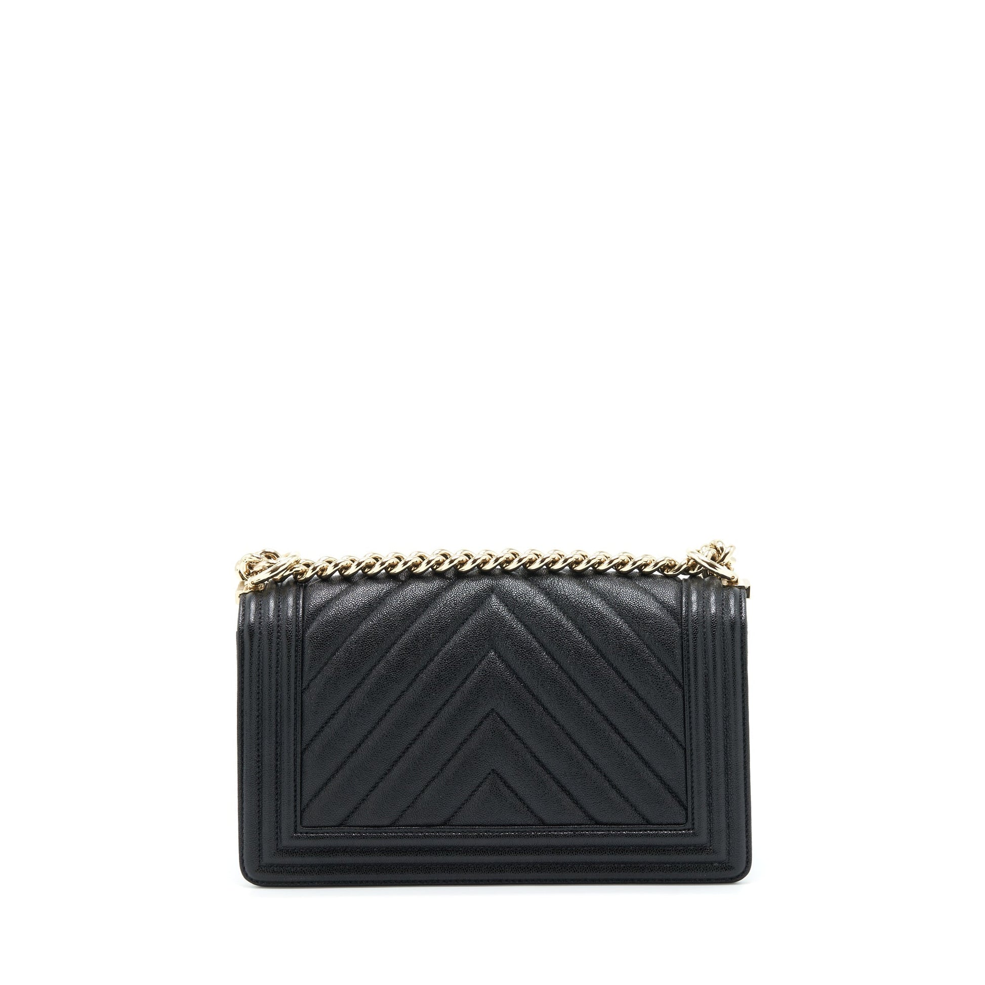 Chanel Boy Chevron Caviar LGHW Black Handbag