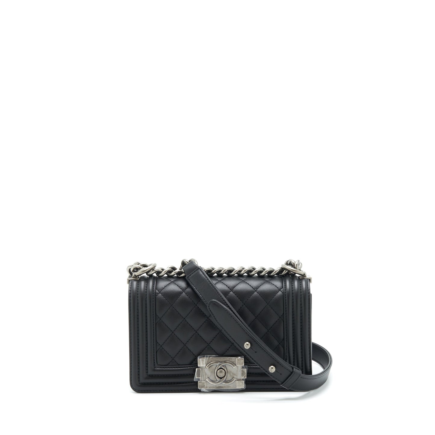 Chanel Boy Calfskin Ruthenium Sliver Hardware Black Small Handbag