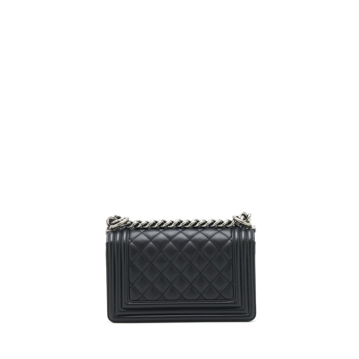 Chanel Boy Calfskin Ruthenium Sliver Hardware Black Small Handbag