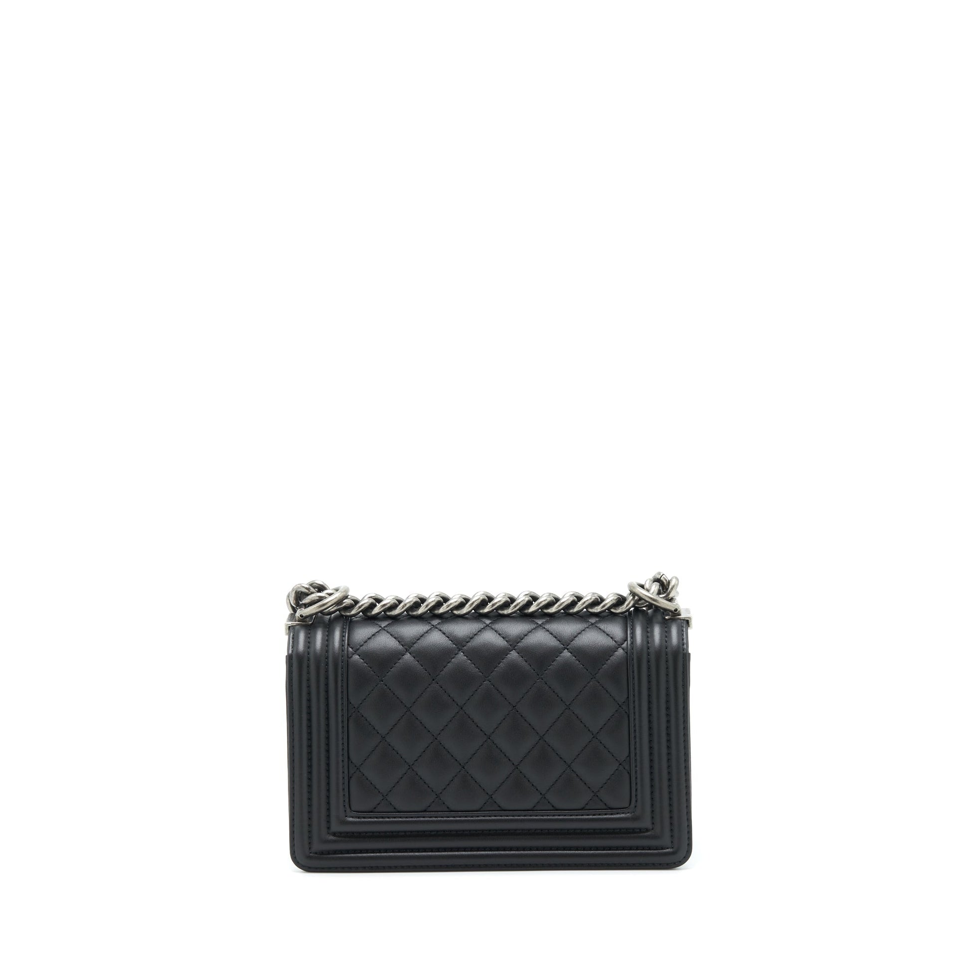 Chanel Boy Calfskin Ruthenium Sliver Hardware Black Small Handbag