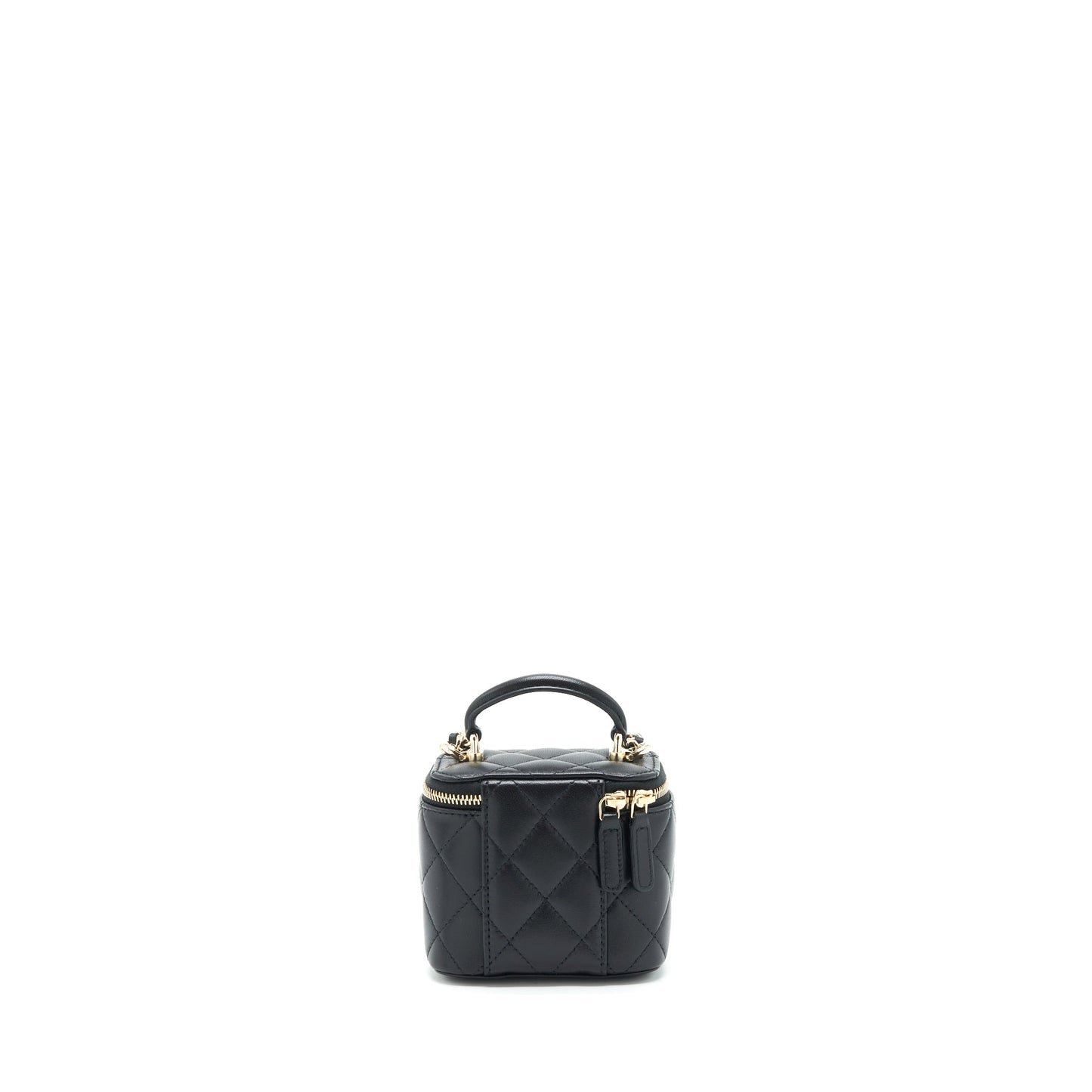 Chanel 22P Top Handle Vanity Lambskin LGHW Black Mini Bag Black Lghw