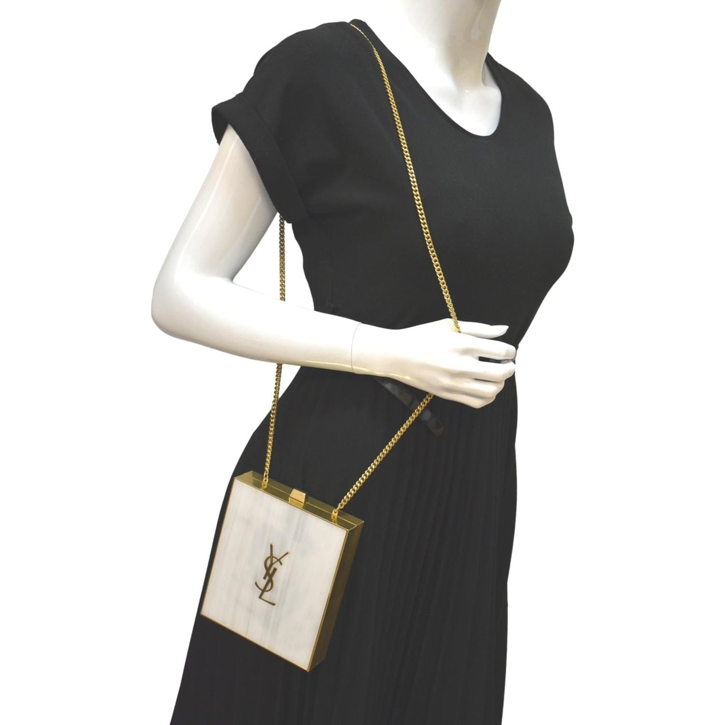 YSL Saint Laurent Saint Tuxedo Box Plexiglass Metal Crossbody Bag