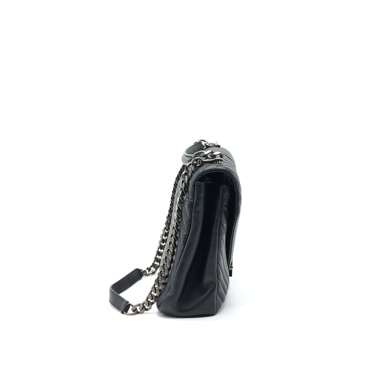 YSL Saint Laurent College Handbag Leather Black Travel Bag