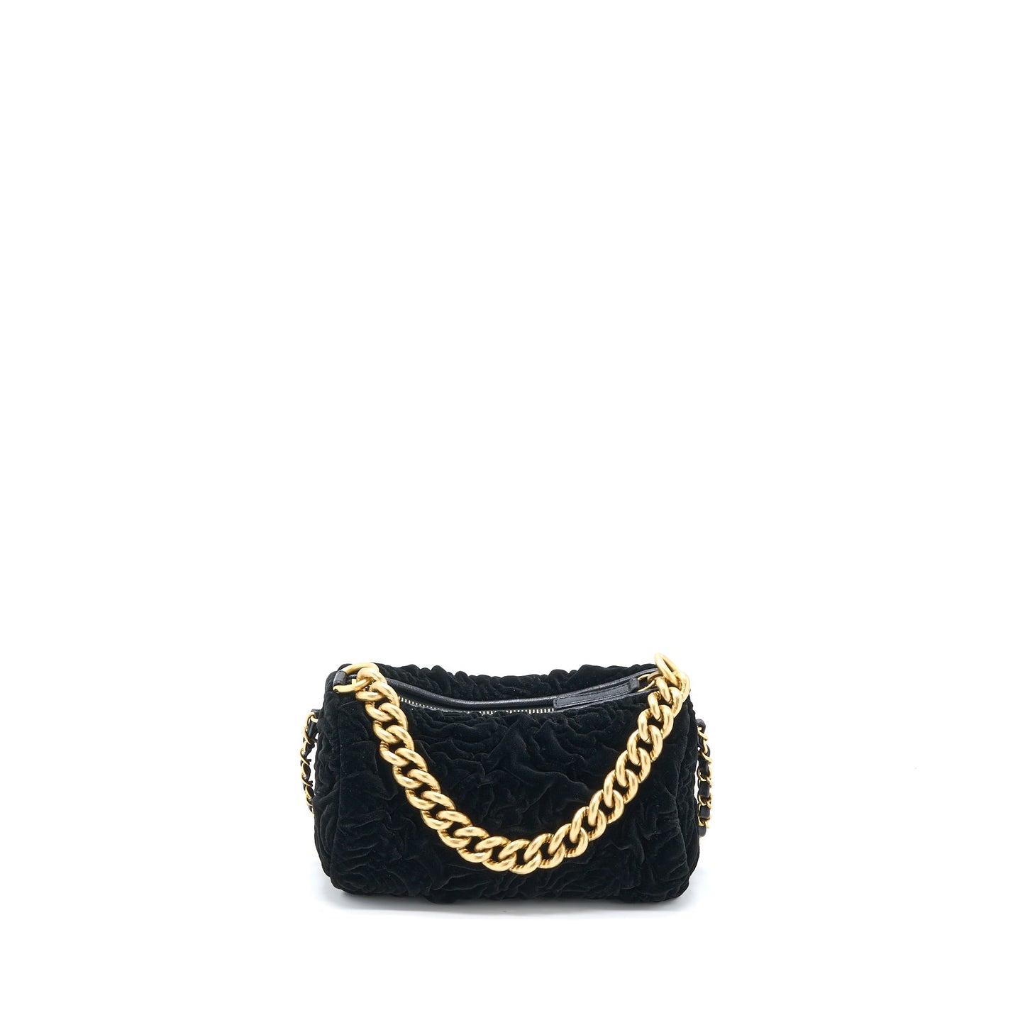 Chanel Boston Camellia Velvet GHW Microchip Black Travel Bag