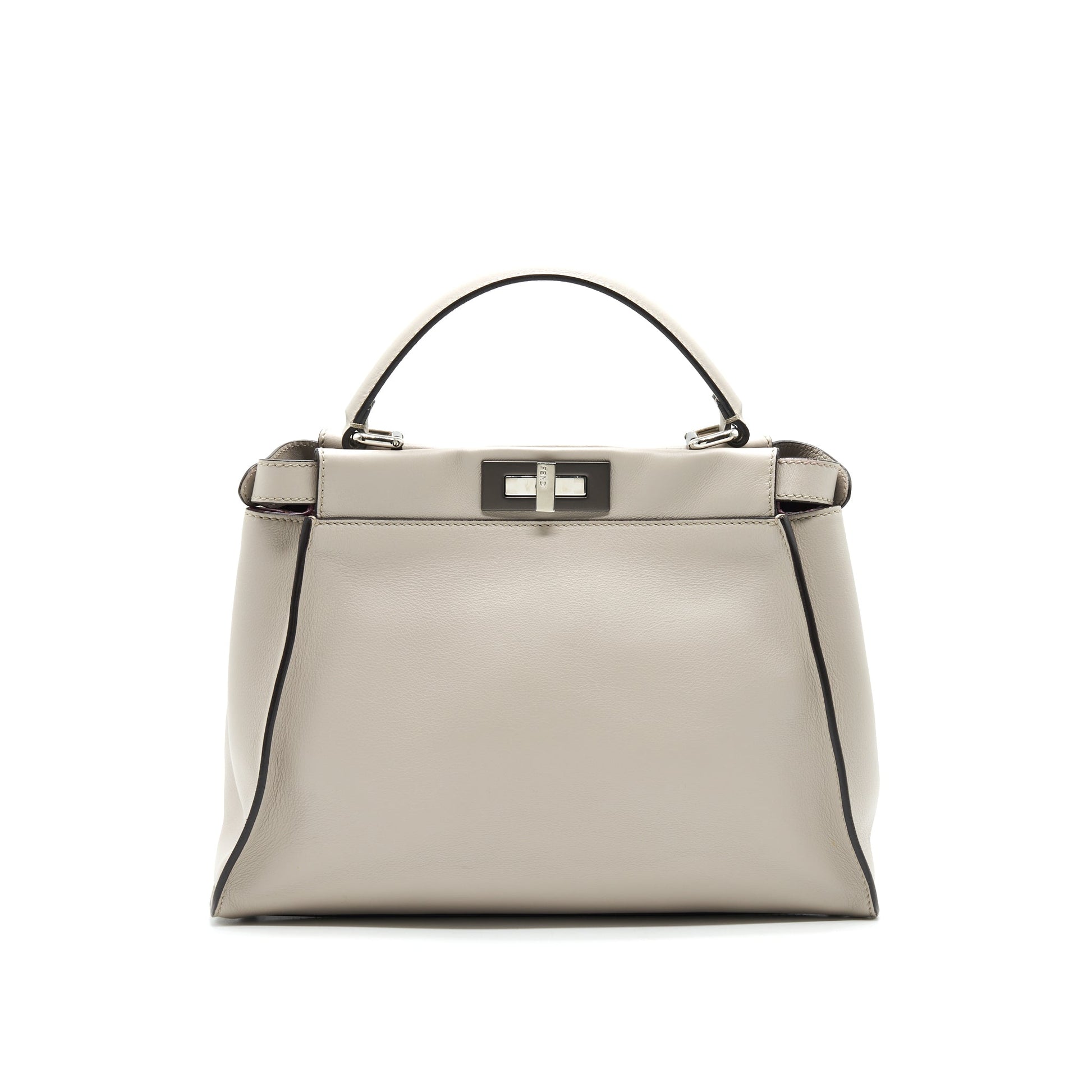 Fendi Peekaboo Purse Light Grey With Gray Medium Travel Bag
