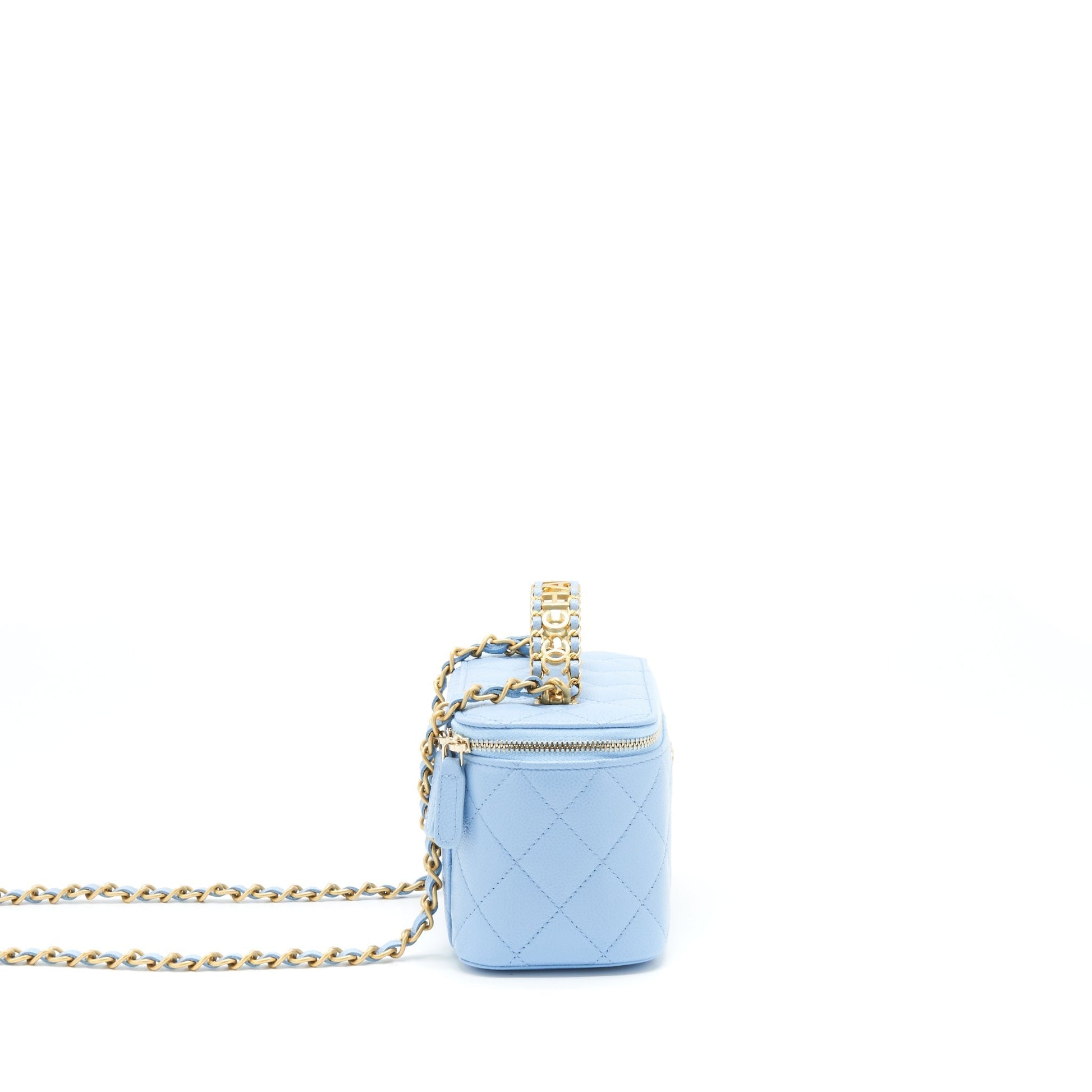 Chanel 22S Letter Handle Long Vanity Caviar Blue Handbag